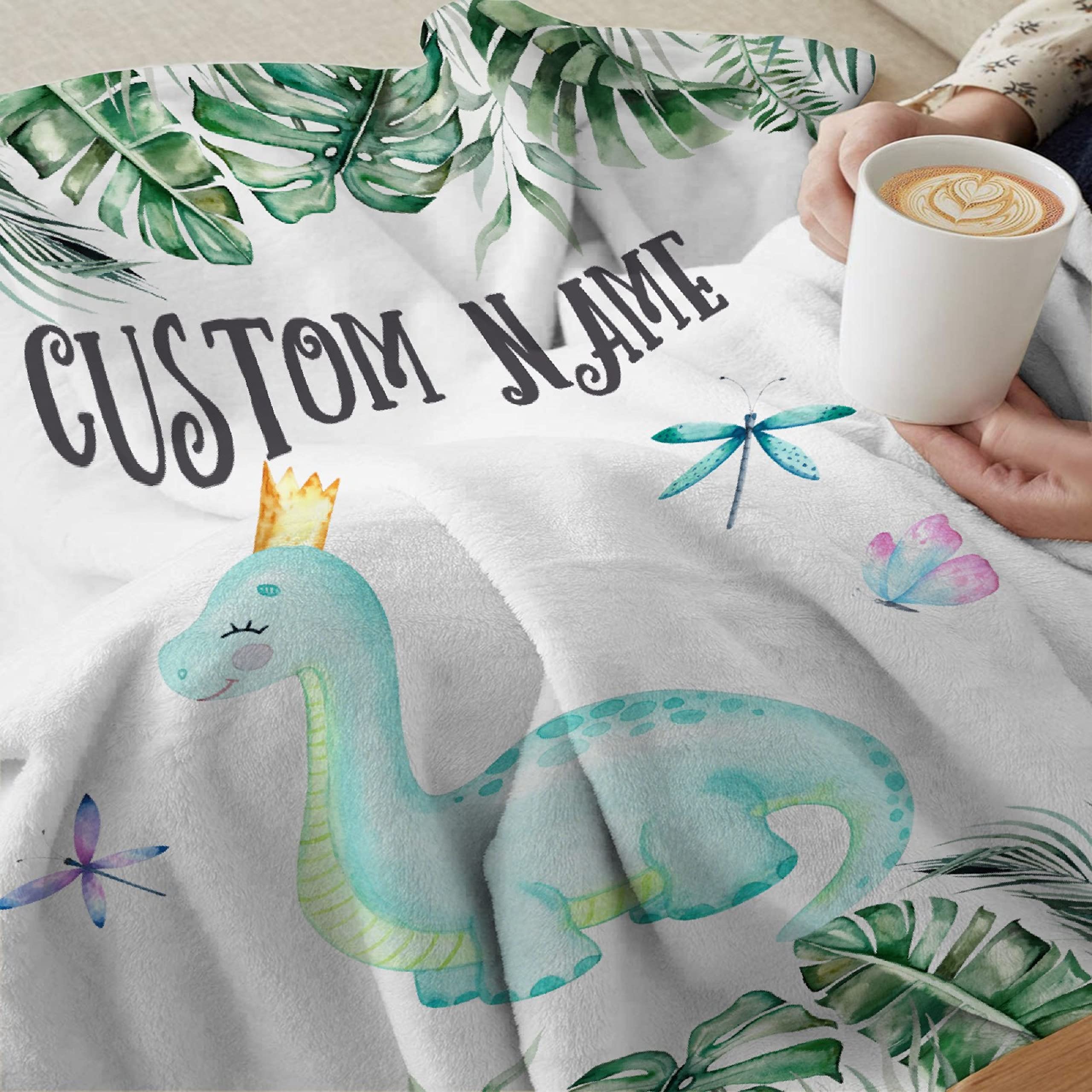 Personalized Baby Blanket with Name - Ultra Soft Dinosaur Fleece Blanket for Boys & Girls (120x90 inches) - Perfect for Toddlers, Kids Birthday Gifts & Family Keepsakes | Nursery Decor, Baby Shower Present, Cozy Bedtime Companion