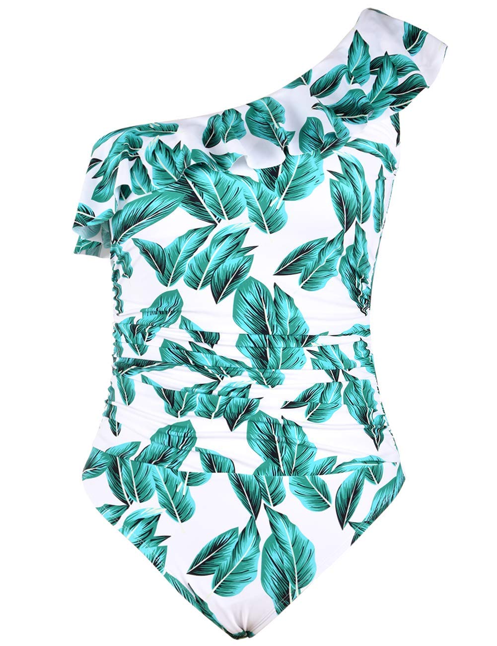 Hilor Women's One Shoulder Asymmetric Ruffle Monokini Swimwear - Sexy One Piece Bathing Suit for Beach, Pool & Vacation