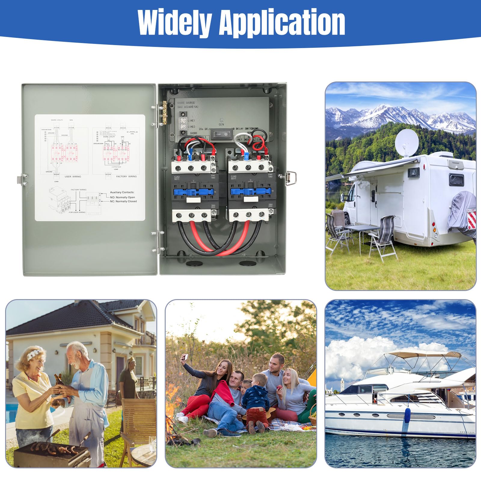 50 Amp RV Automatic Transfer Switch - 120/240V AC Power Monitoring Safety Switch with Dual Protection for RVs & Campers | Perfect for Outdoor Power Backup & Emergency Power Transfer