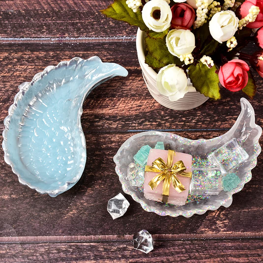 iSuperb 2-Piece Angel Wing Resin Molds - Silicone Feather Tray for Jewelry Storage, DIY Epoxy Casting, Home Decor & Gift Making | Perfect for Crafting, Bathroom Organizer, and Party Serving Dishes