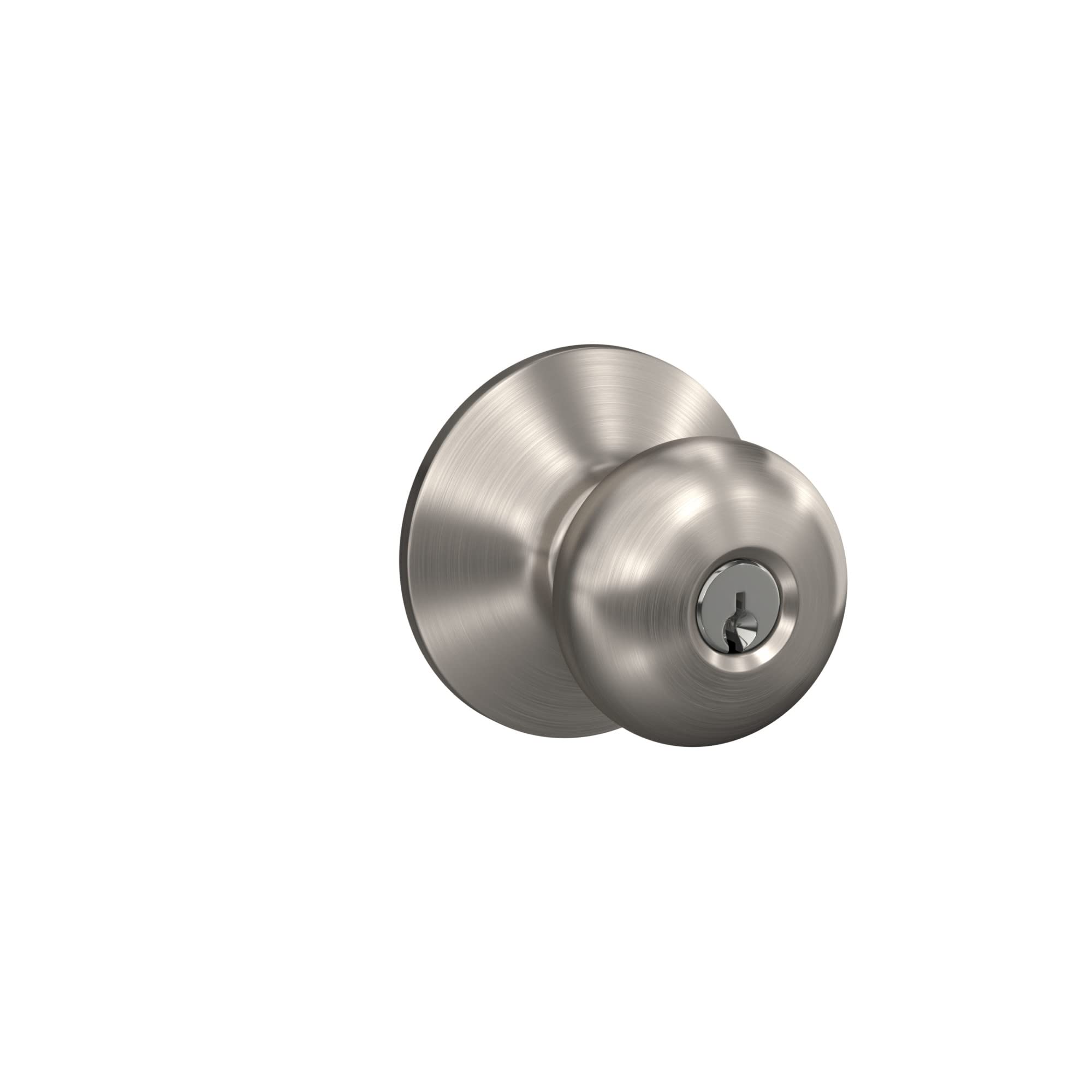 Schlage F51A PLY 619 Plymouth Keyed Entry Door Knob Lock - Satin Nickel Finish for Home Security & Interior/Exterior Doors