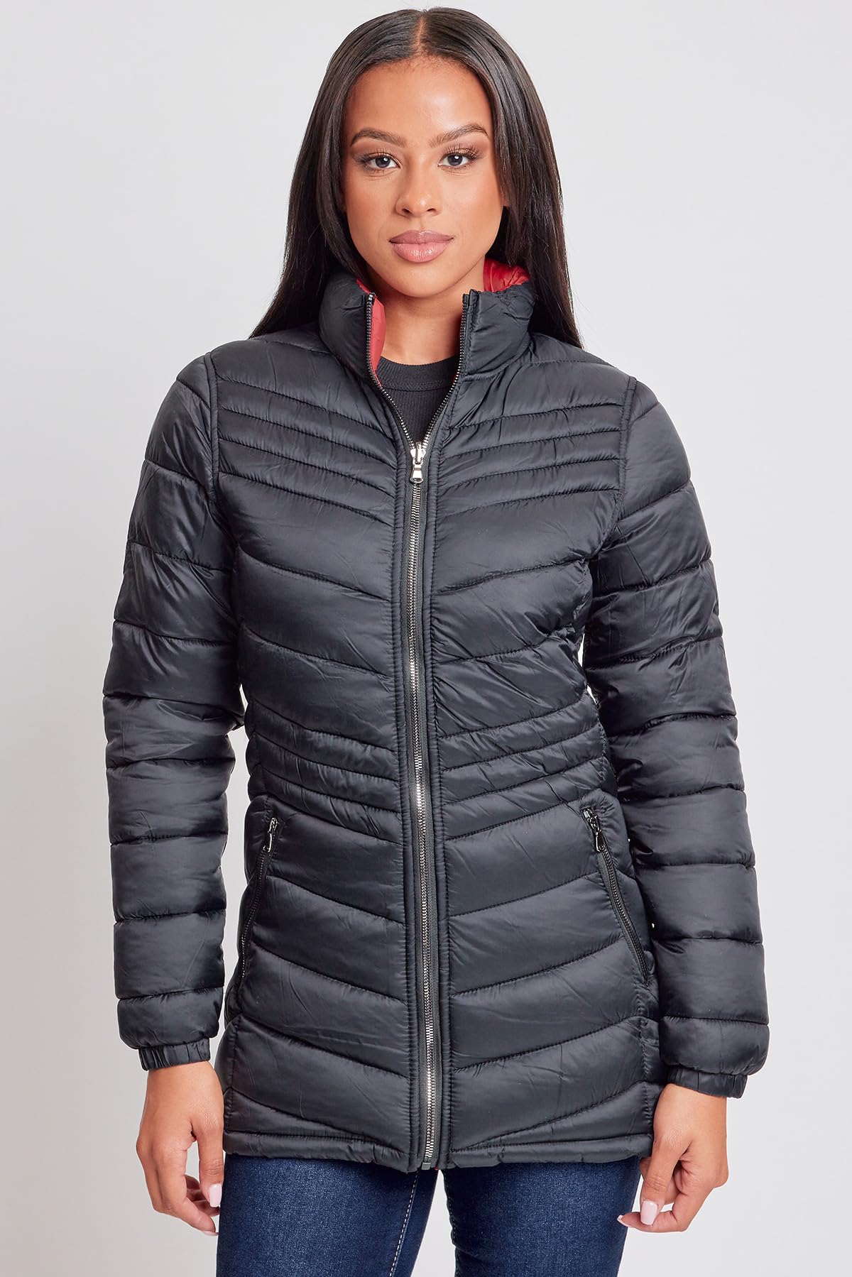 YMI Women's Reversible Puffer Jacket - Winter Warm Quilted Coat with Hood, Lightweight Insulated Outerwear for Cold Weather | Perfect for Snowboarding, Skiing & Everyday Winter Fashion