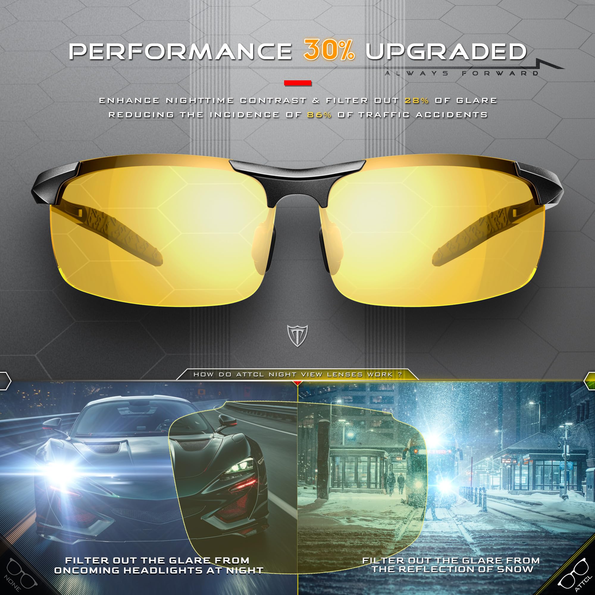 Men's Night Driving Glasses - Anti-Glare for Safe Night Driving