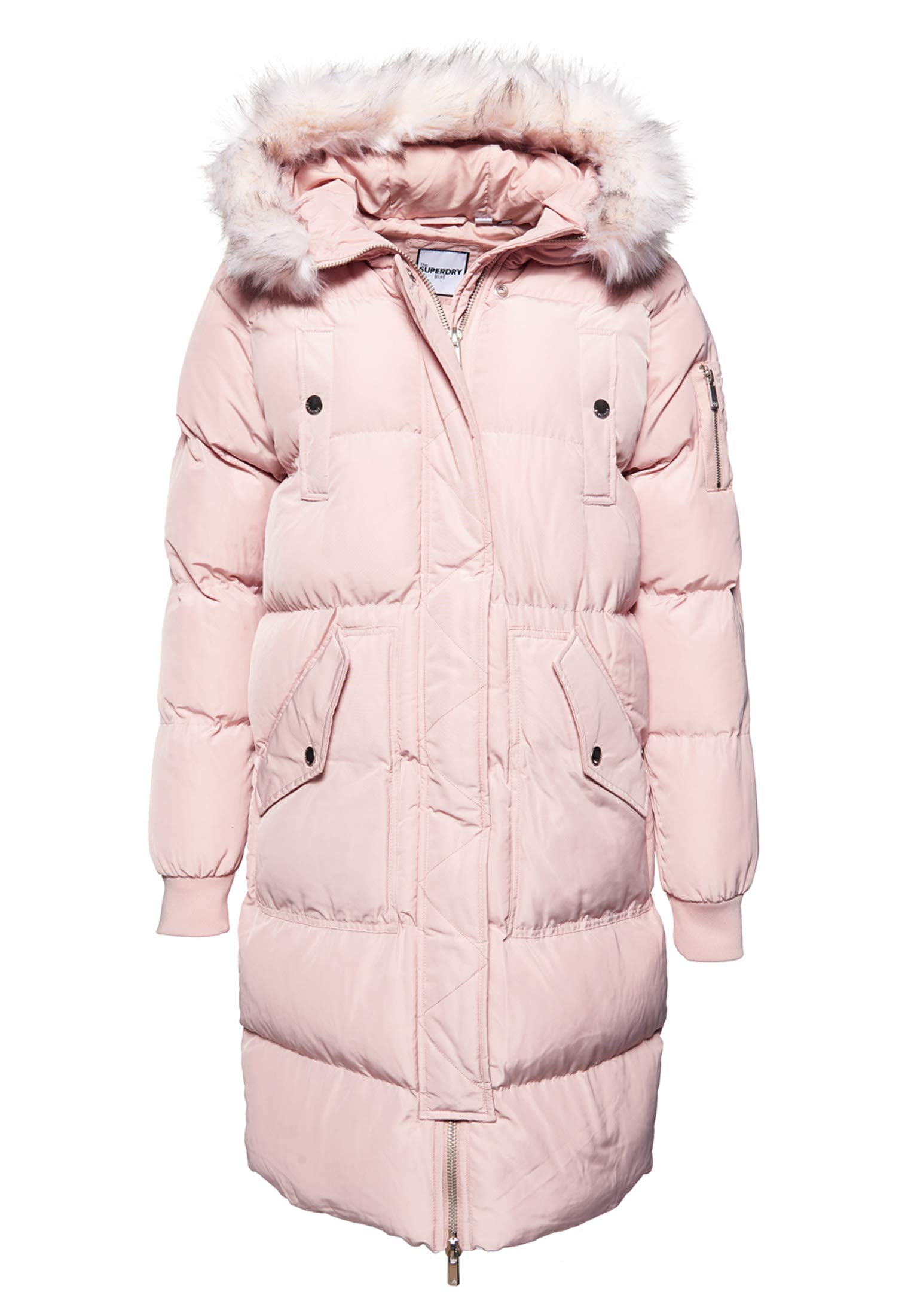 Superdry Women's Luxe Longline Puffer Jacket - Warm Winter Coat with Hood, Waterproof & Lightweight - Perfect for Outdoor Activities, Travel & Cold Weather Fashion