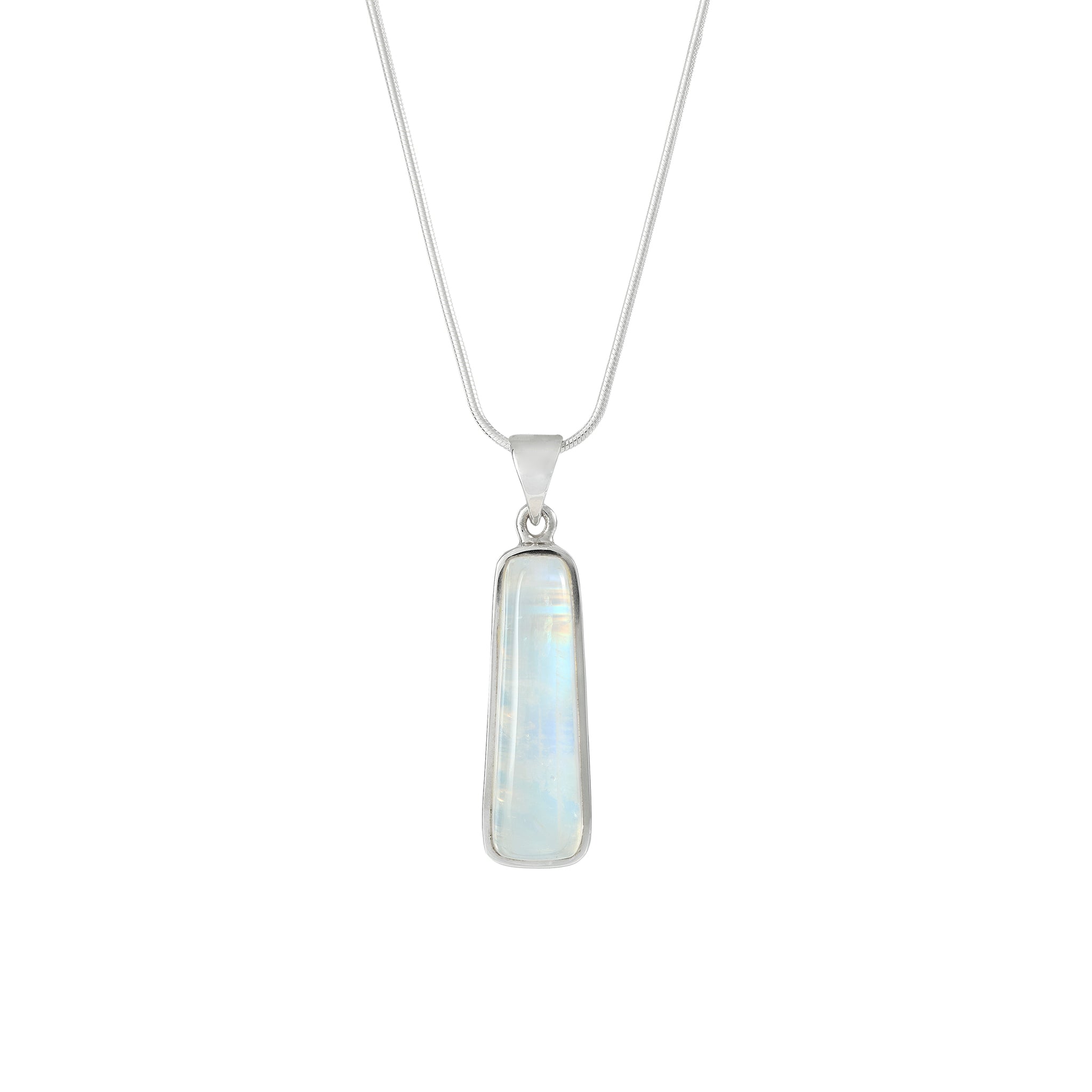 Natural Rainbow Moonstone Pendant Necklace for Women - Healing Crystal Jewelry with Sterling Silver Chain - Perfect for Meditation, Yoga & Spiritual Gifts