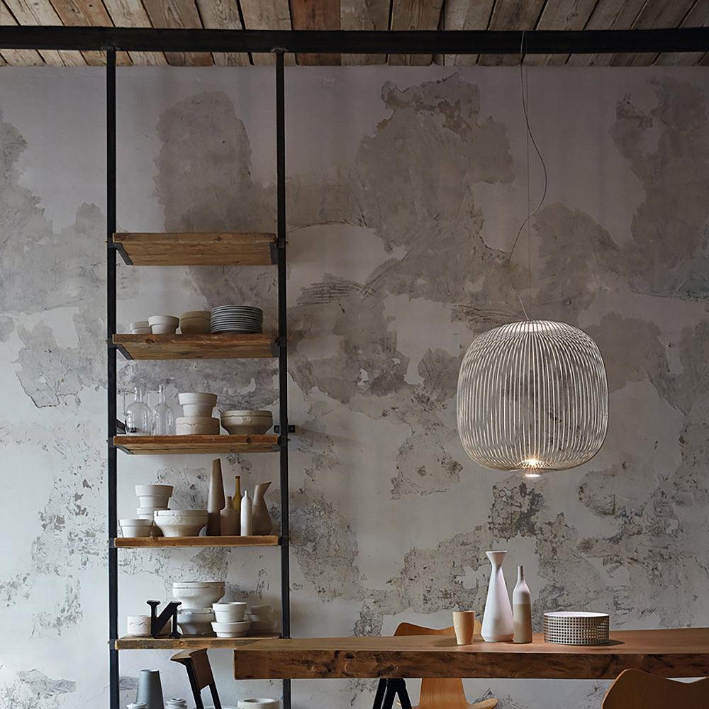 Lightweight Spokes Cage Pendant Lamp - Modern Industrial Hanging Light Fixture for Dining Room, Kitchen Island & Bedroom Decor
