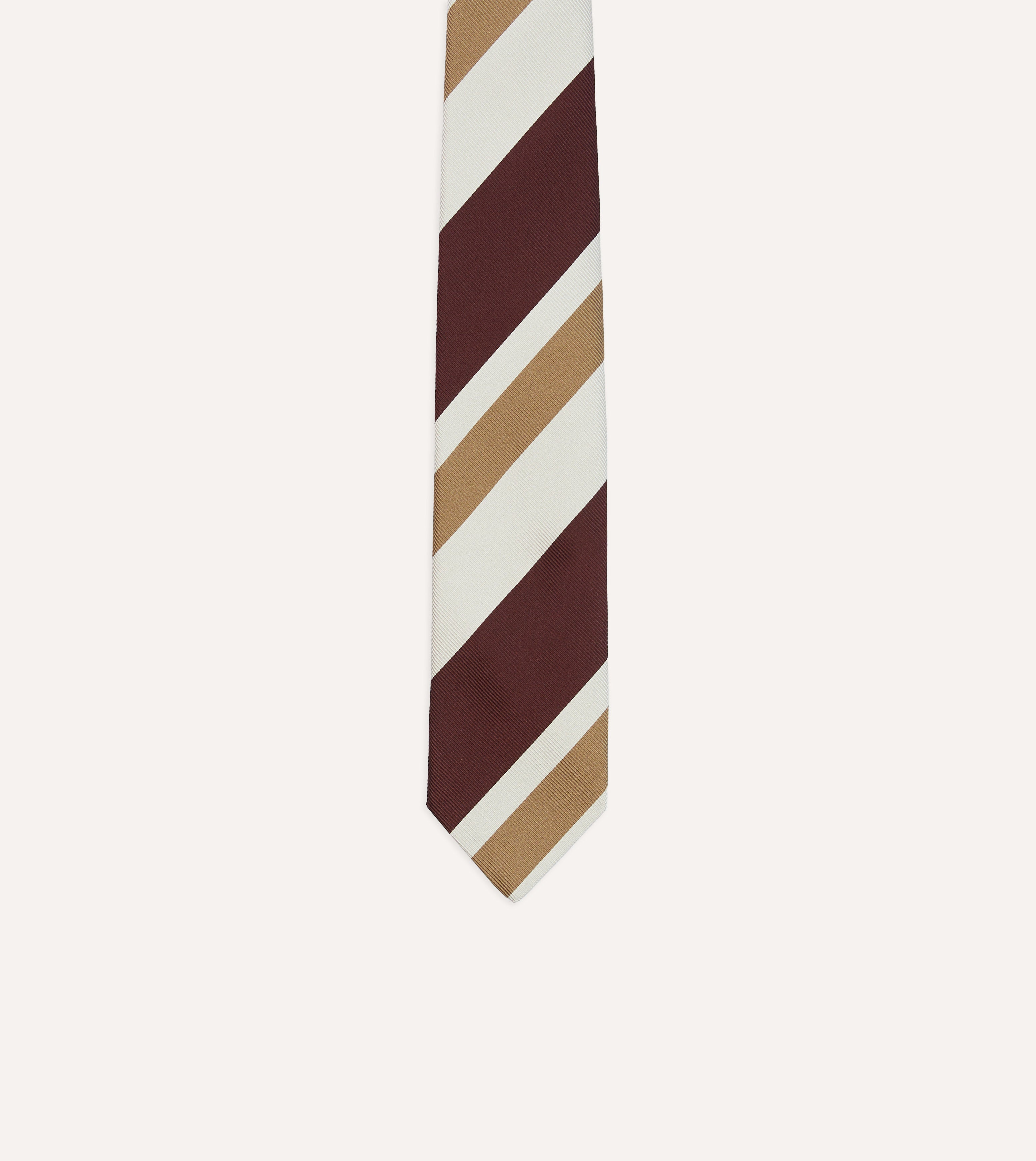 Elegant Red and Cream Broad Stripe Silk Tipped Necktie for Men | Premium Business & Formal Wear | Perfect for Weddings, Office & Special Occasions