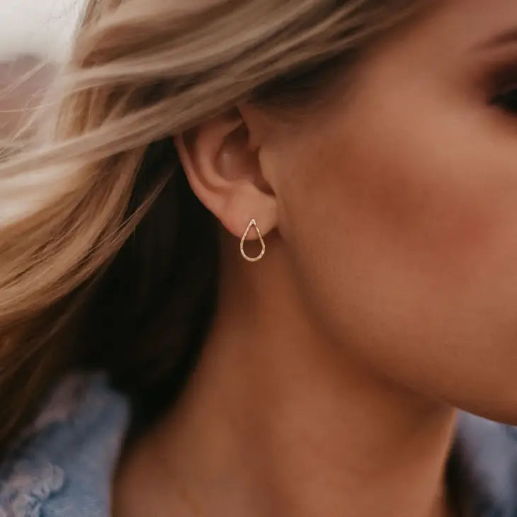 Hammered Teardrop Stud Earrings in Gold - Dainty Boho Jewelry for Women, Perfect for Everyday Wear & Special Occasions