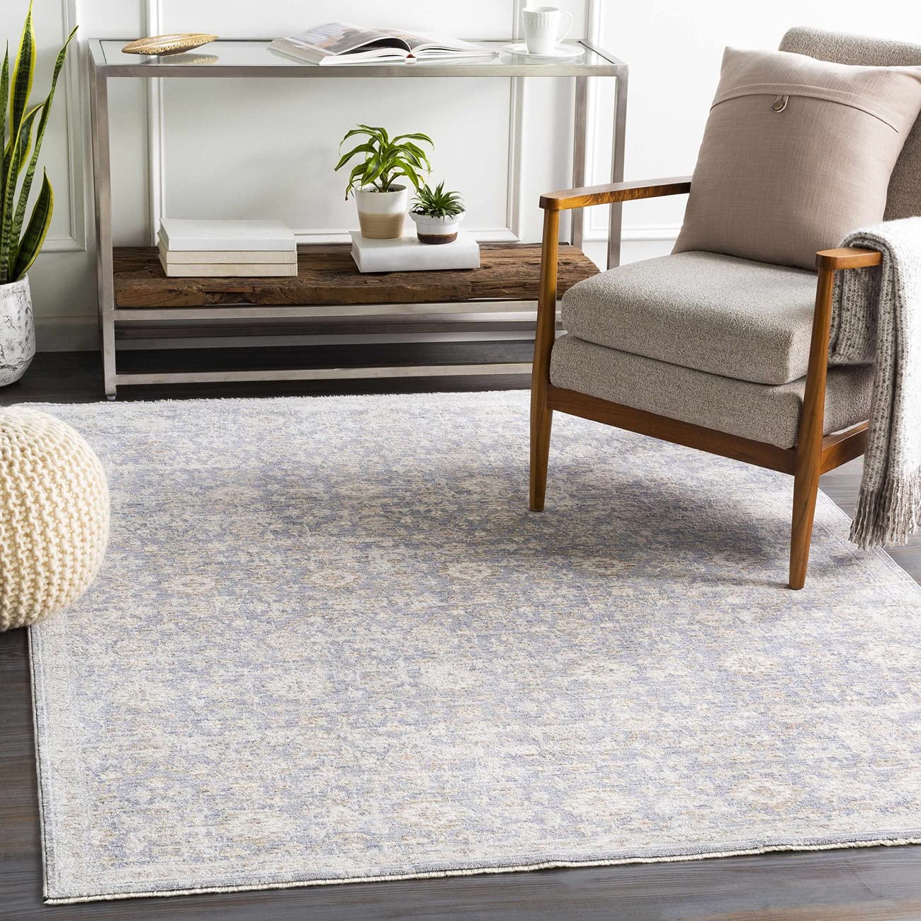 Mark&Day 8x10 Bobigny Transitional Navy Area Rug - Soft Blue & White Carpet for Living Room, Bedroom, Kitchen - 7'10