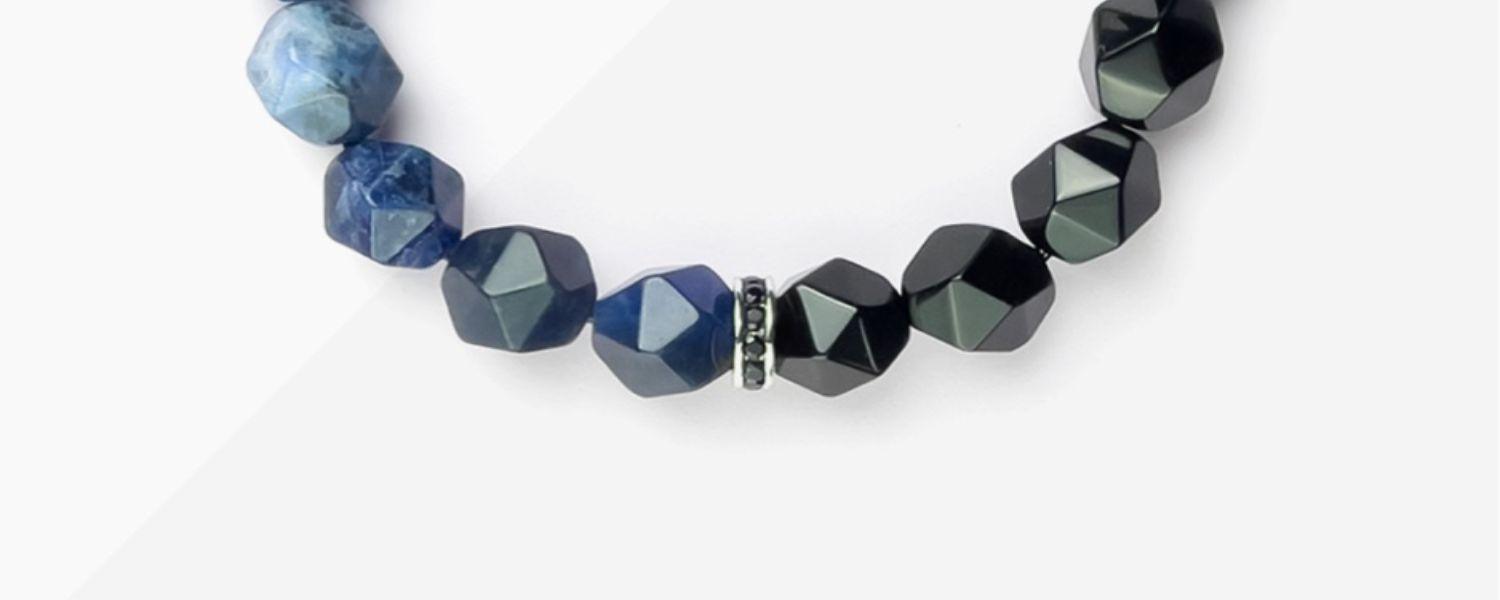 Natural Blue Stone Crystal String Bracelet for Men - Stylish & Durable Handmade Jewelry for Casual Wear, Gifts & Special Occasions
