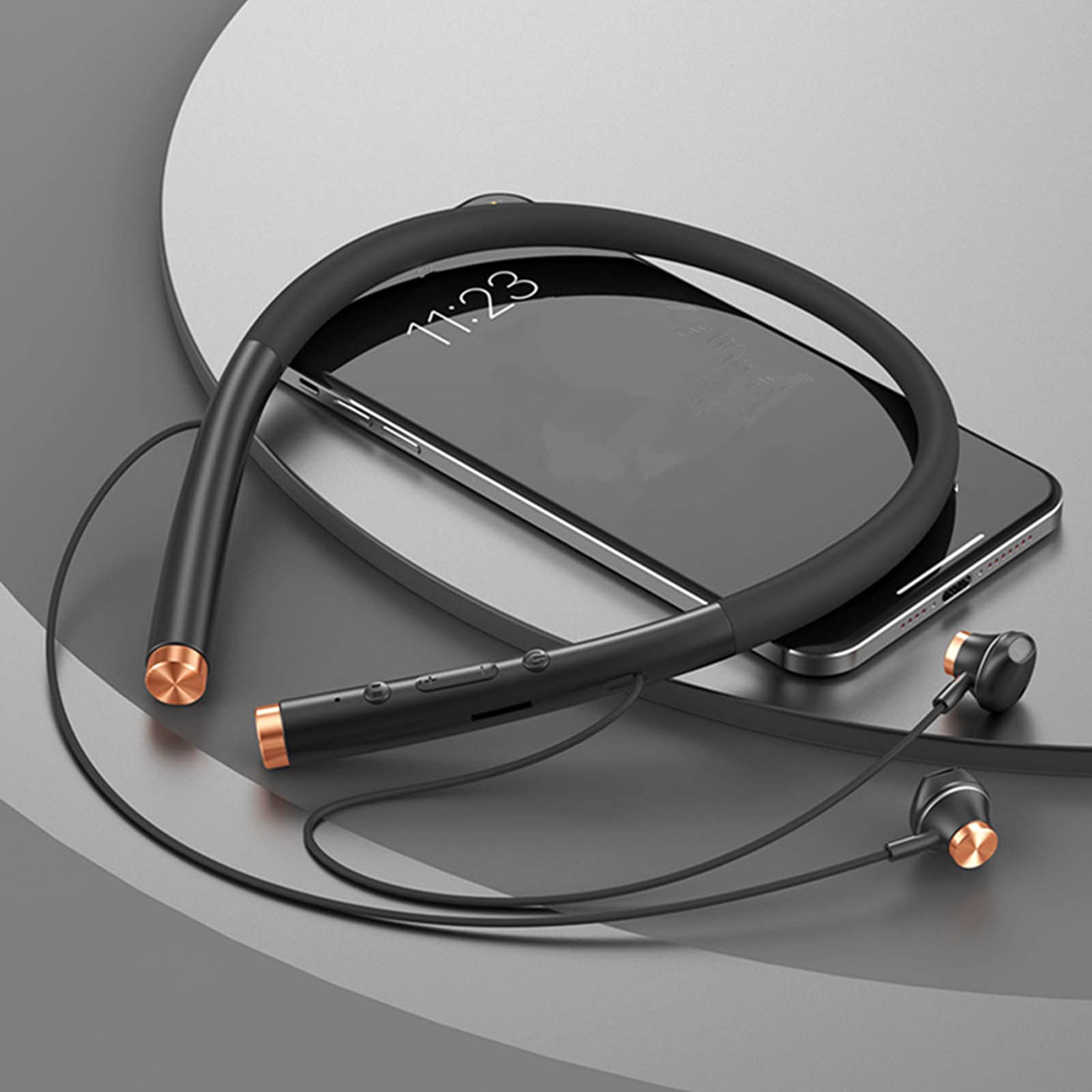 Lanhui Wireless Bluetooth Neckband Headphones - Stereo Sound Sports Earbuds for Gym, Running, Workout & Outdoor Activities | Sweatproof Neck-Mounted Earphones for Fitness & Commuting