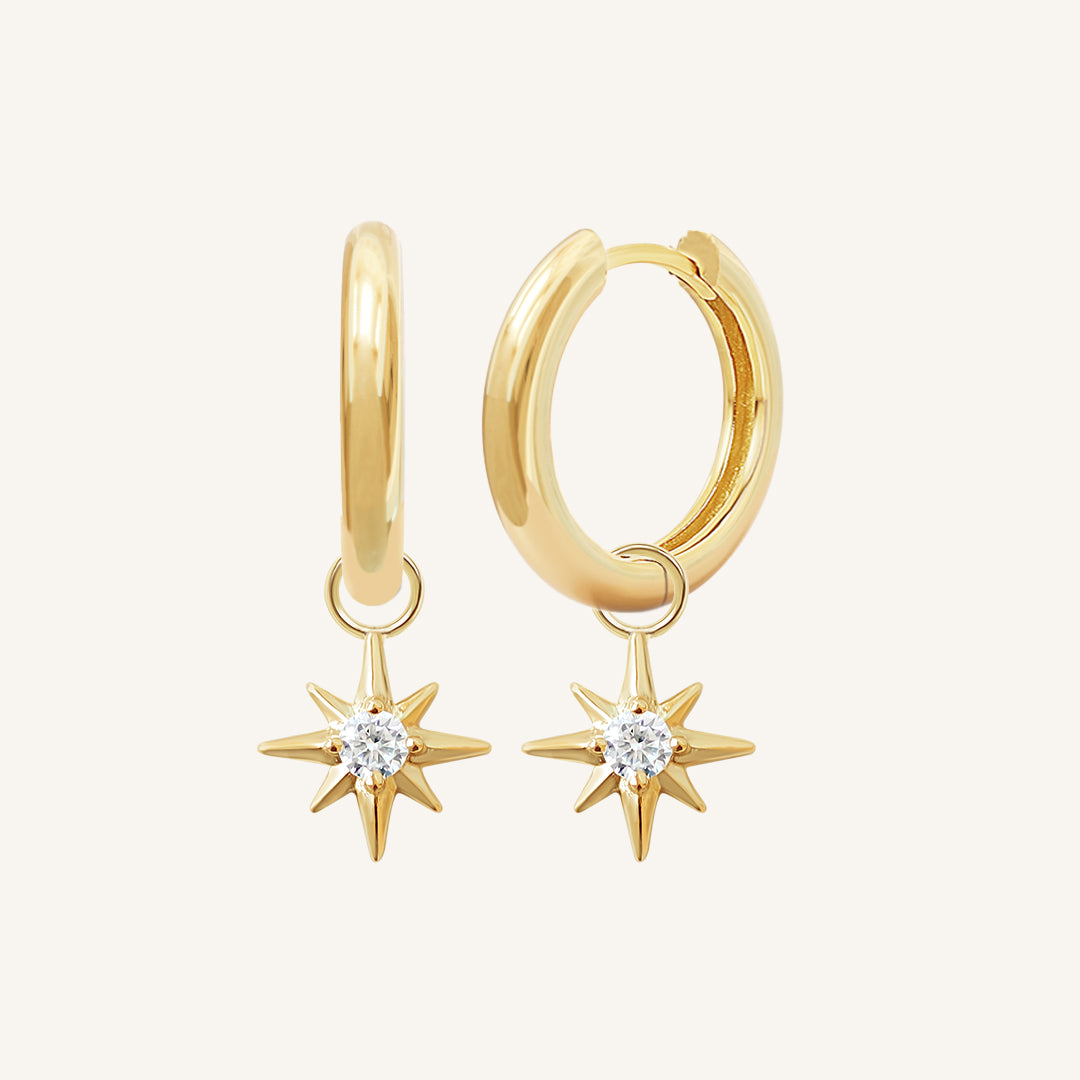 Contentment Star Plain Hoops - Minimalist Sterling Silver Earrings for Women | Everyday Wear, Gift Giving & Special Occasions