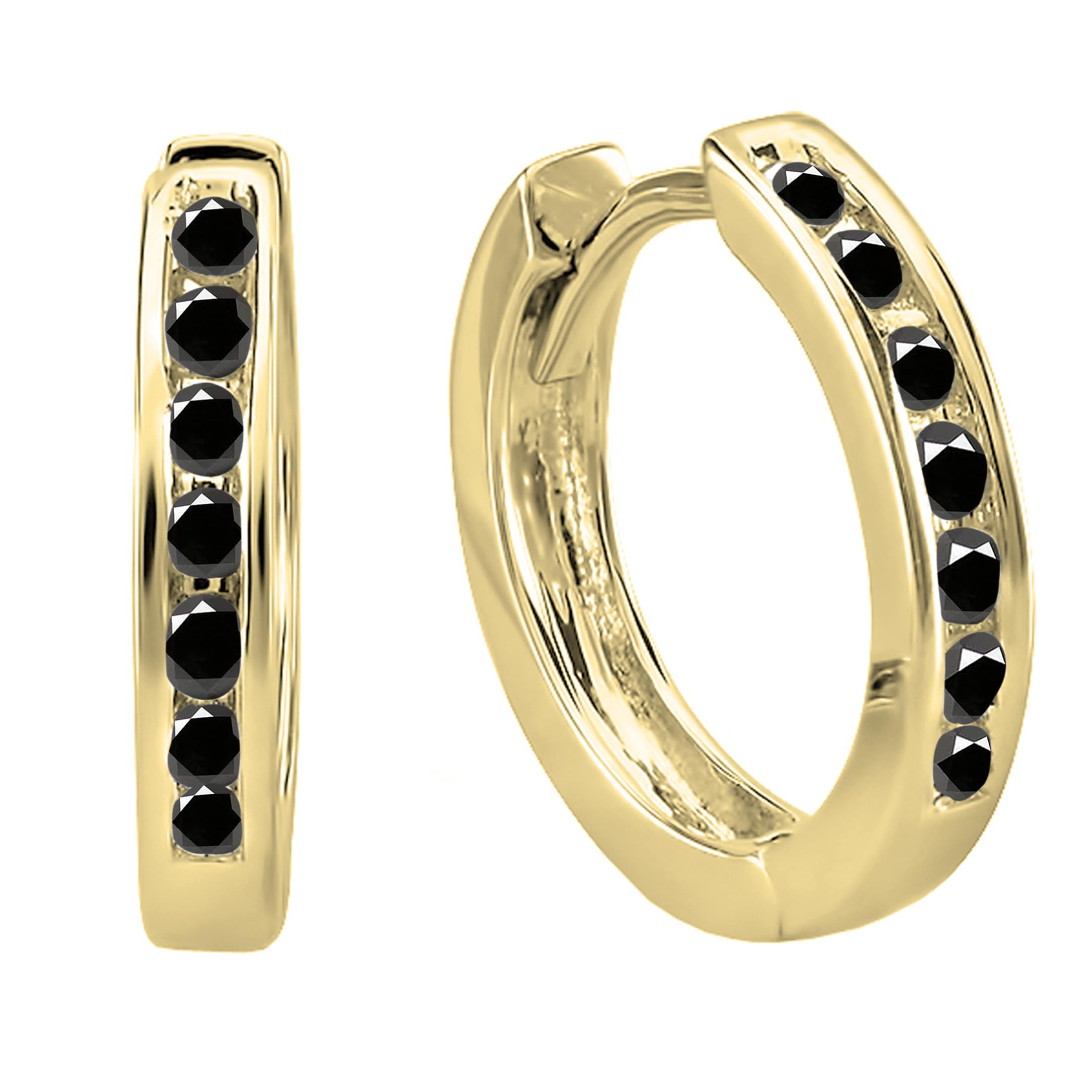 10K Solid Yellow Gold Small Huggie Hoop Earrings - Dazzlingrock Collection | Minimalist Everyday Jewelry for Women, Perfect for Work, Date Night & Special Occasions