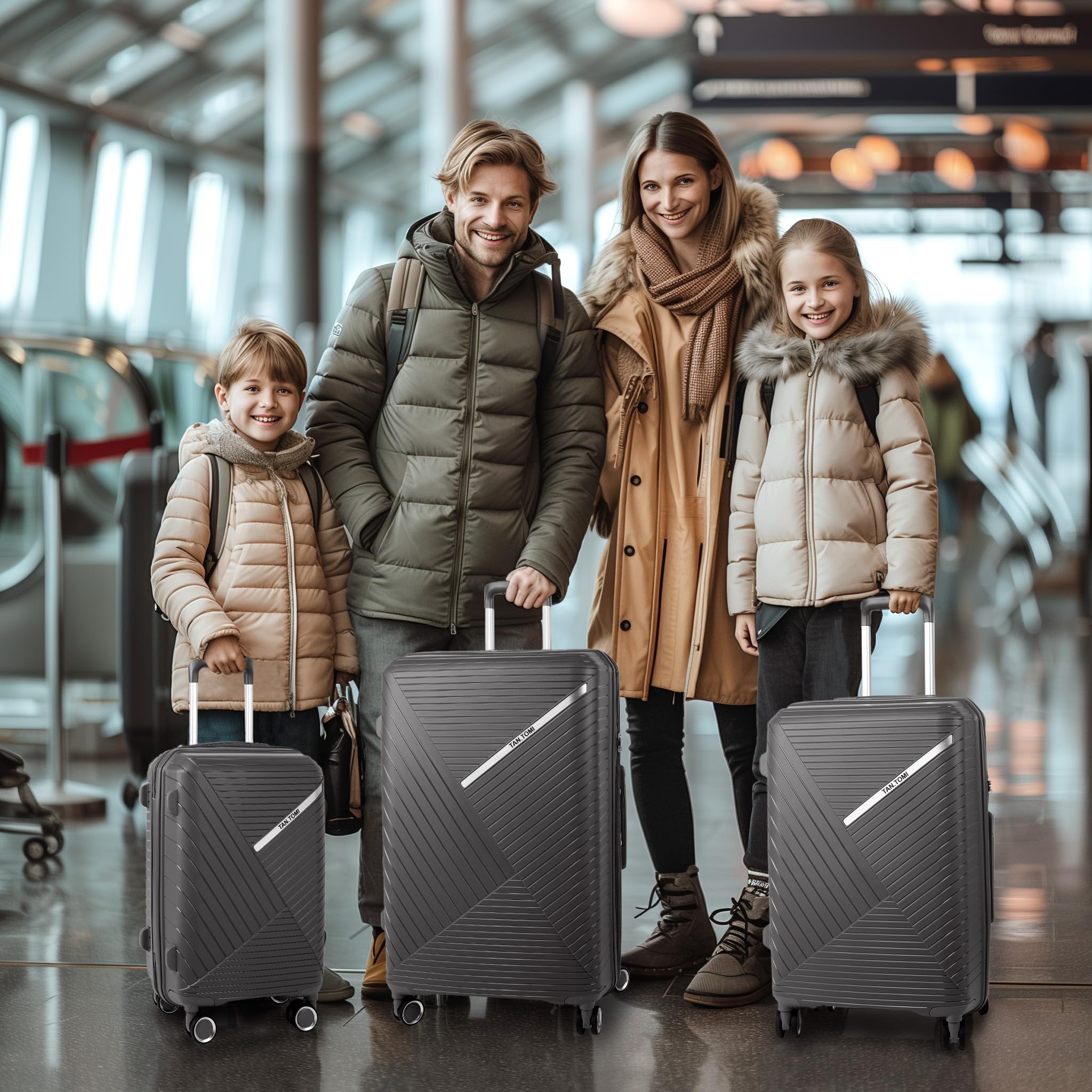 TAN.TOMI 3-Piece Hardshell Luggage Set with TSA Lock, Spinner Wheels & Lightweight Design - Perfect for Travel, Business Trips & Vacation Packing