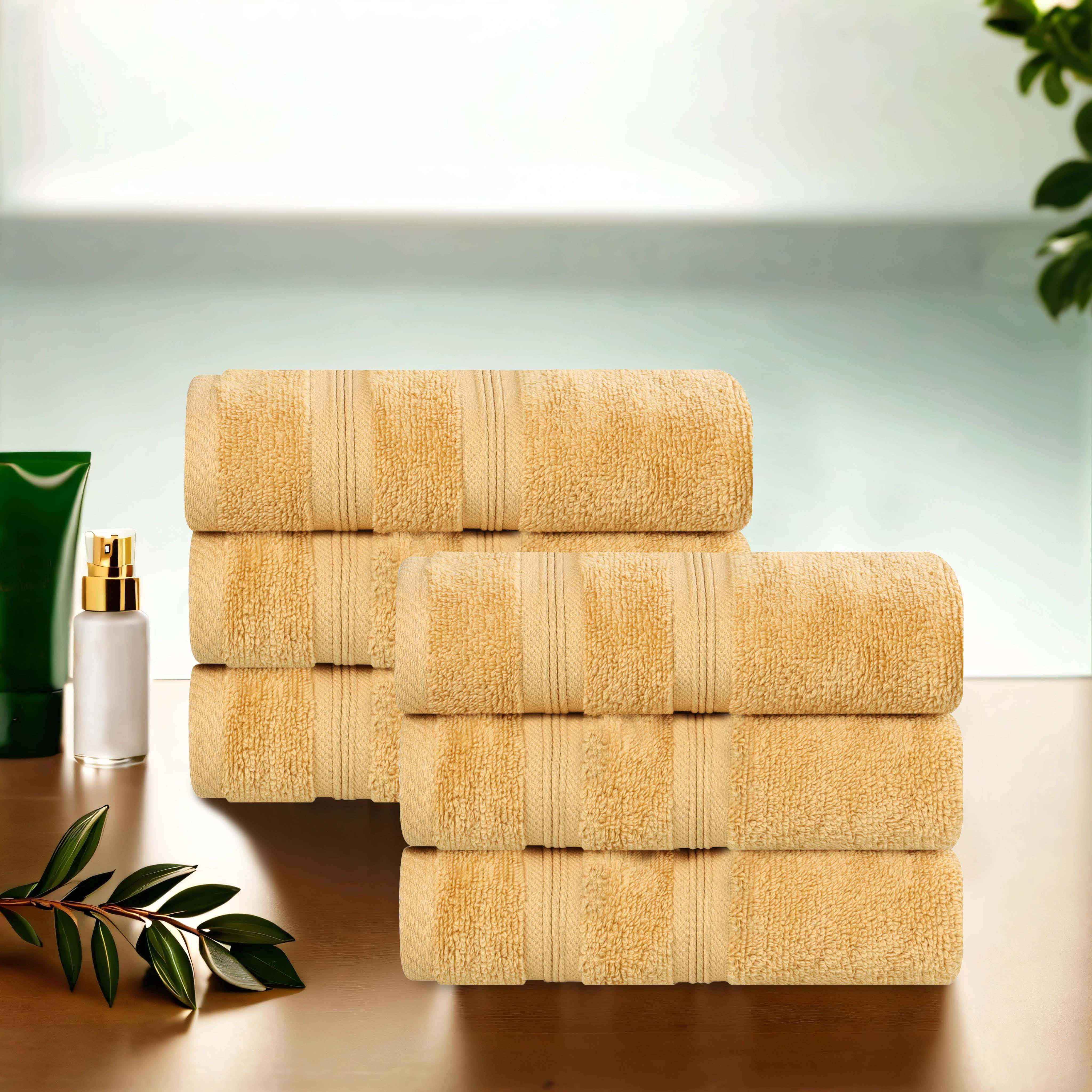 Premium 6-Pack Smart Dry Zero Twist Medium Weight Cotton Hand Towels - Soft, Absorbent & Quick-Drying for Bathroom, Kitchen & Gym Use