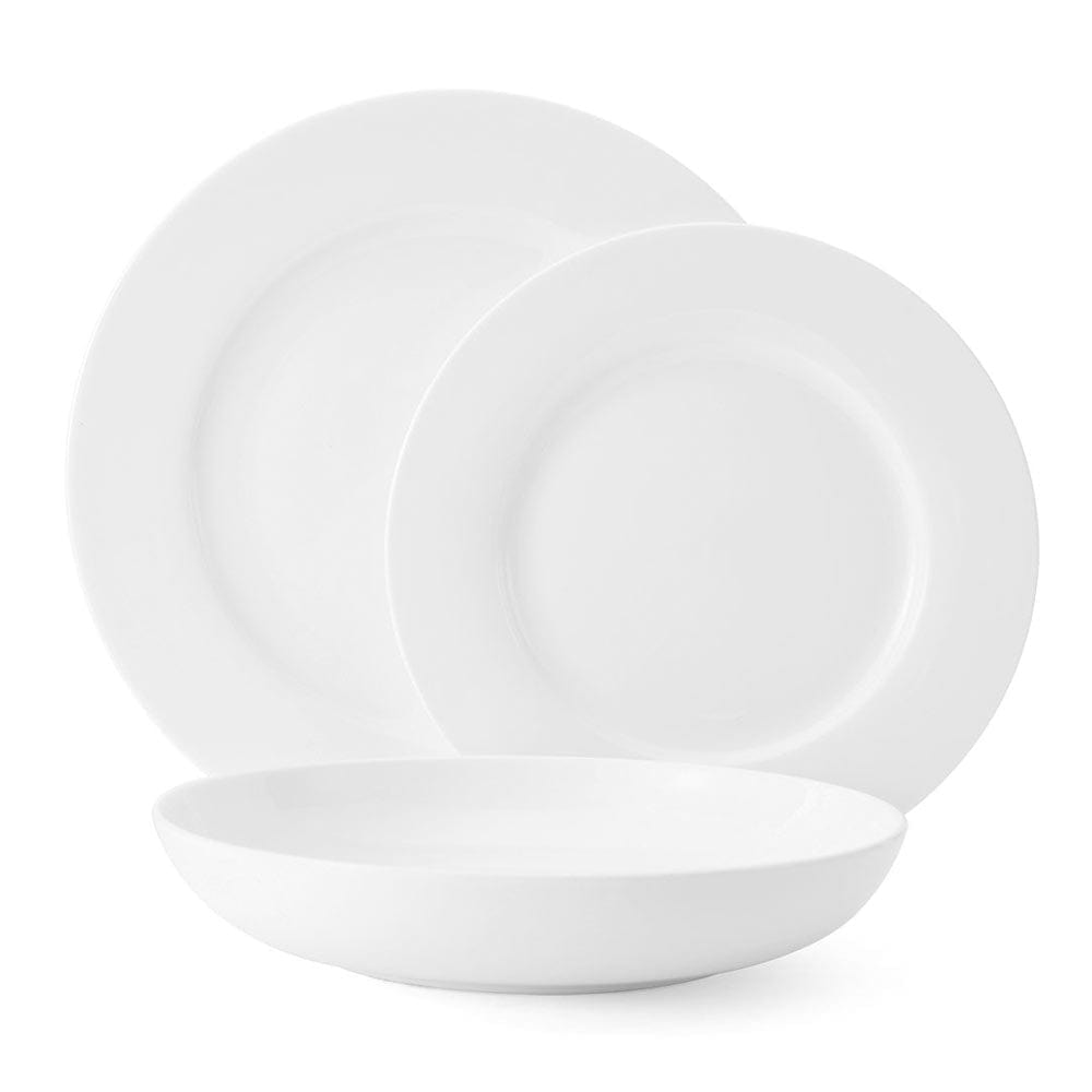 Premium Lucerne White 12-Piece Dinnerware Set - Service for 4 - Elegant Porcelain Plates, Bowls & Mugs - Perfect for Family Dinners, Dinner Parties & Holiday Entertaining