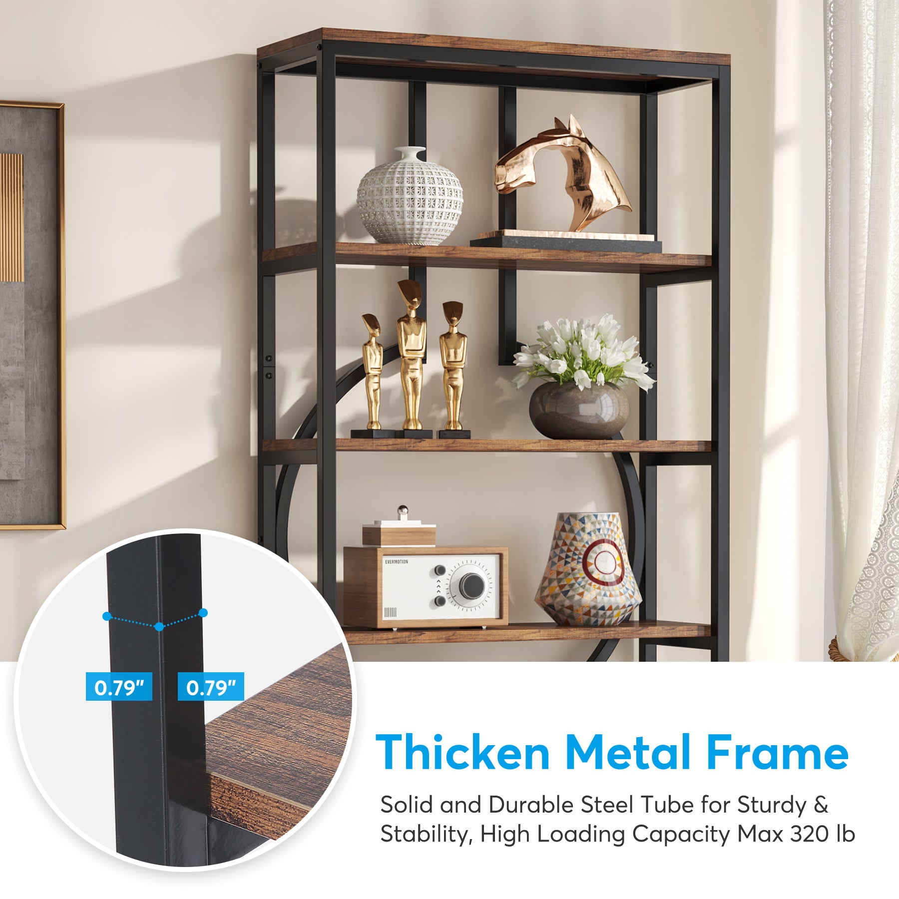 6-Tier Industrial Bookshelf - 70.9