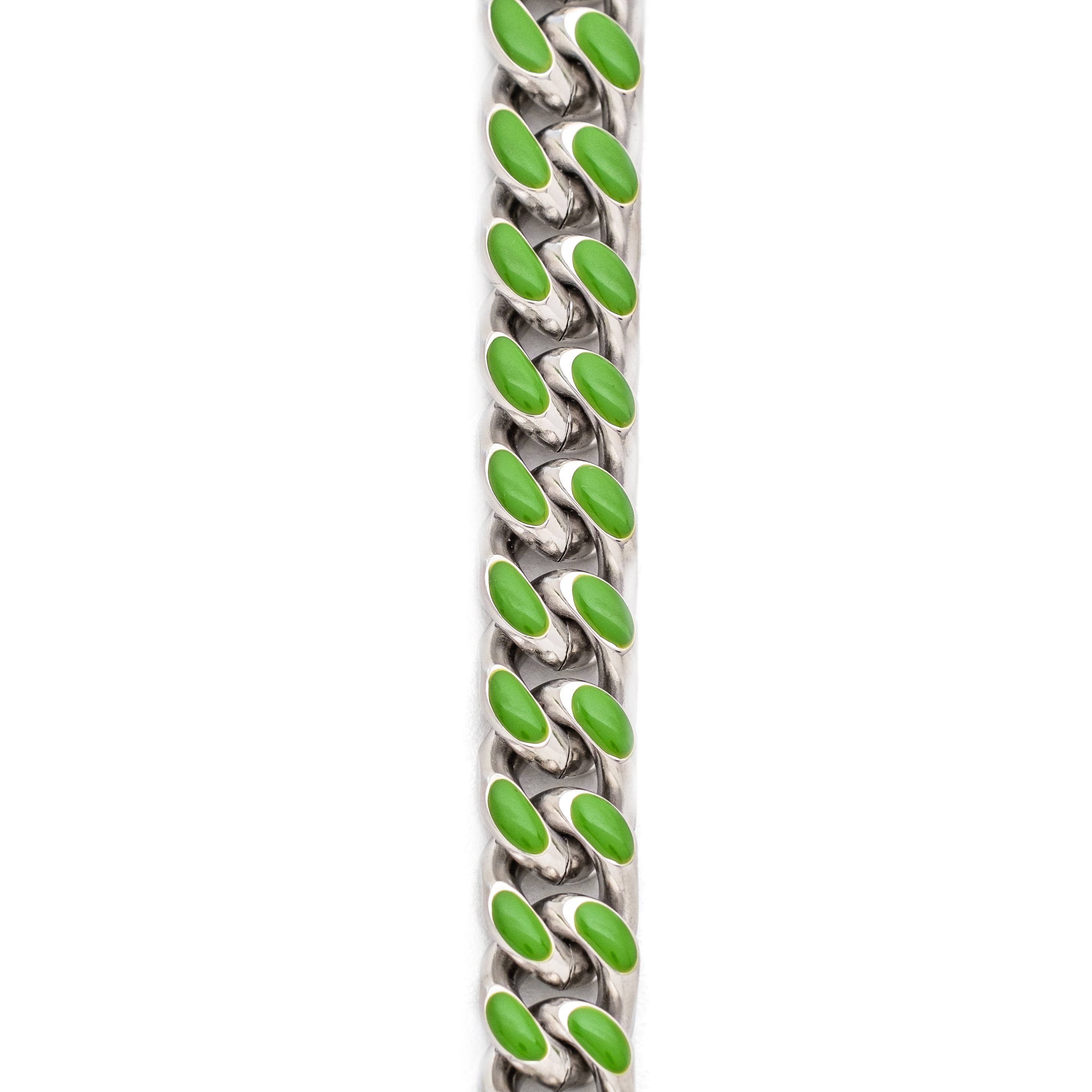 13mm Slime Green Enamel Cuban Link Chain Stainless Steel Men's Jewelry for Casual Wear & Hip Hop Fashion Accessories