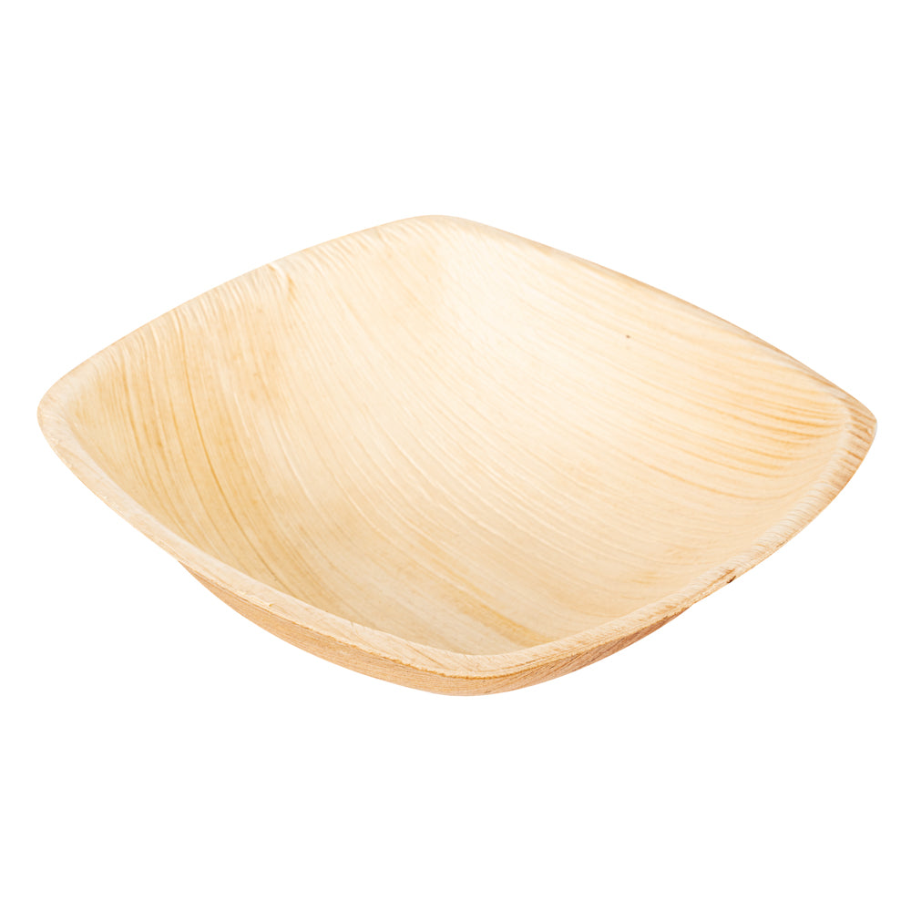 100 Pack Midori 7 oz Square Palm Leaf Bowls & 100 Natural Bamboo 3.5