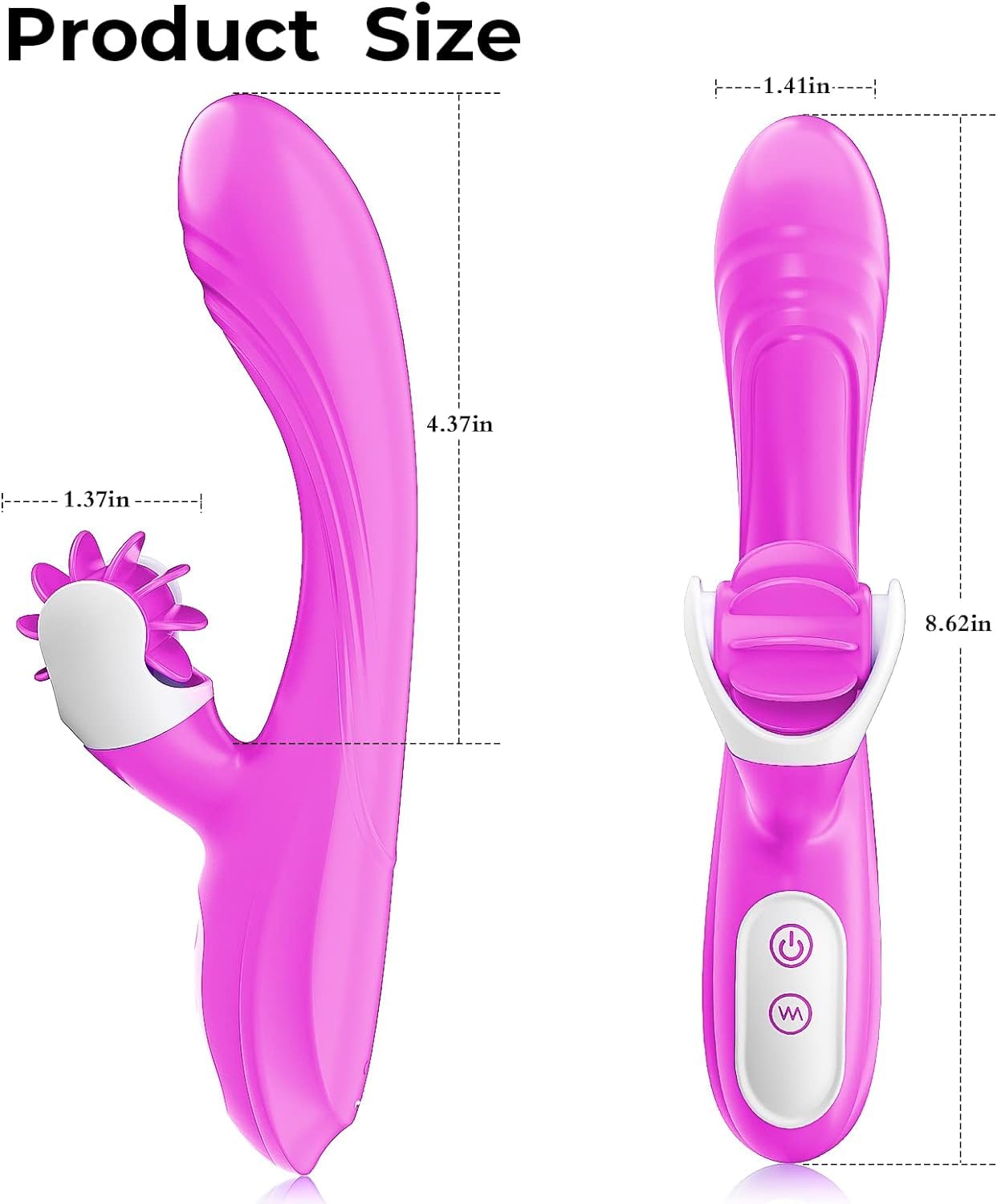 2-in-1 Rabbit Vibrator for Women - 9 Rotation & 9 Vibration Modes, G-Spot Stimulator with Rotating Tongue - Body-Safe Silicone, Waterproof Adult Toy for Solo Play & Couples (Medium Size) - Perfect for Intimate Moments, Bedroom Fun & Sensual Exploration