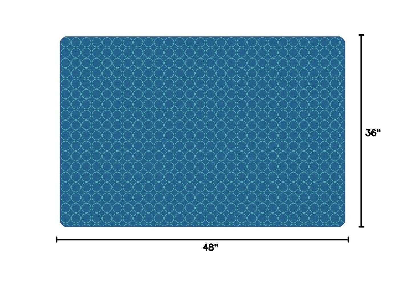 Soft Comforting Circles Kids & Teen Room Rug - 3ft x 4ft Rectangle Blue Teal Carpet for Bedroom, Playroom & Nursery | Non-Slip, Machine Washable & Durable