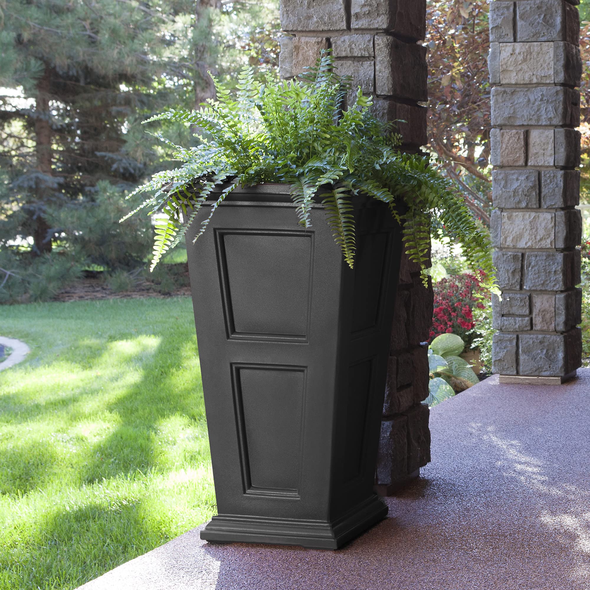 Mayne Fairfield 34-Inch Tall Self-Watering Planter - Weather-Resistant Indoor Outdoor Garden Pot for Flowers, Plants, Patio, Porch & Entryway - Durable Design for Home, Office & Commercial Spaces