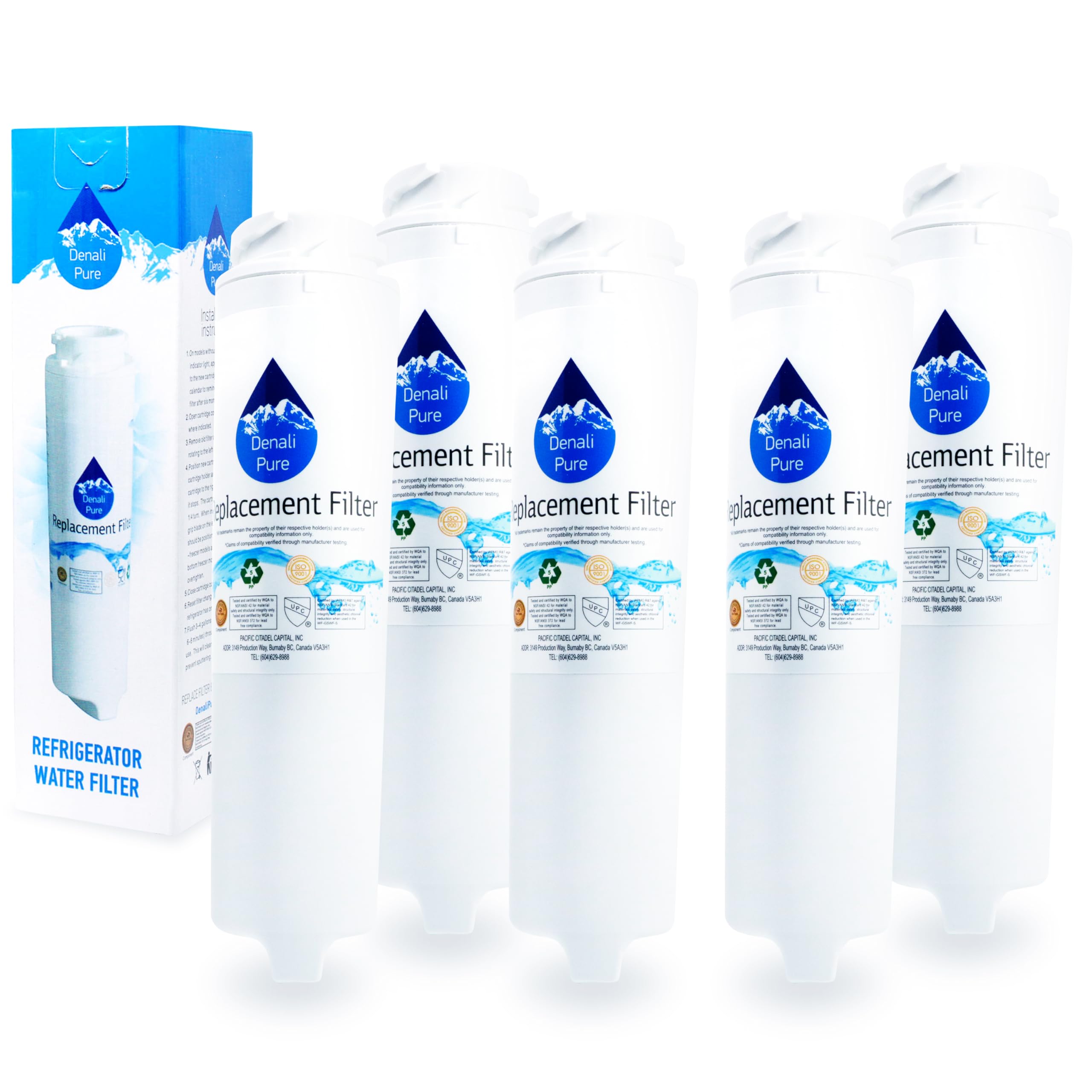 5-Pack GE PGSS5PJXASS Refrigerator Water Filter Replacement - Compatible with GE GSWF Fridge Water Filter Cartridge | Clean Drinking Water for Home & Office Use
