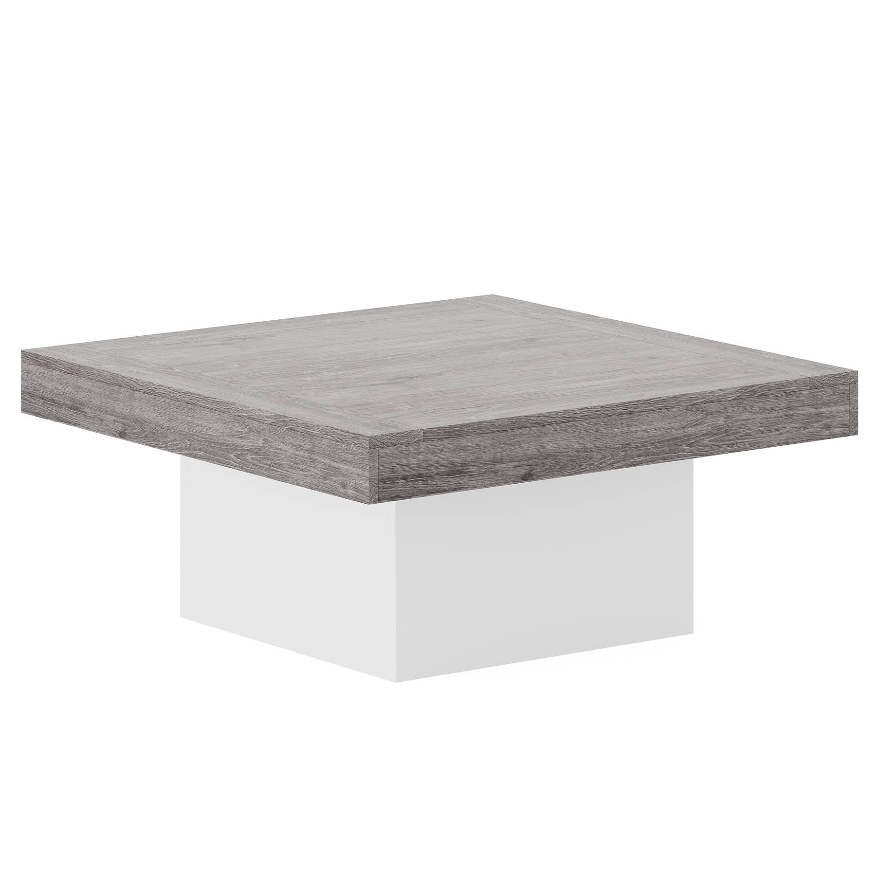 Modern Square Coffee Table with LED Lights - Rustic Farmhouse Wood Cocktail Table for Living Room, Lounge & Home Decor