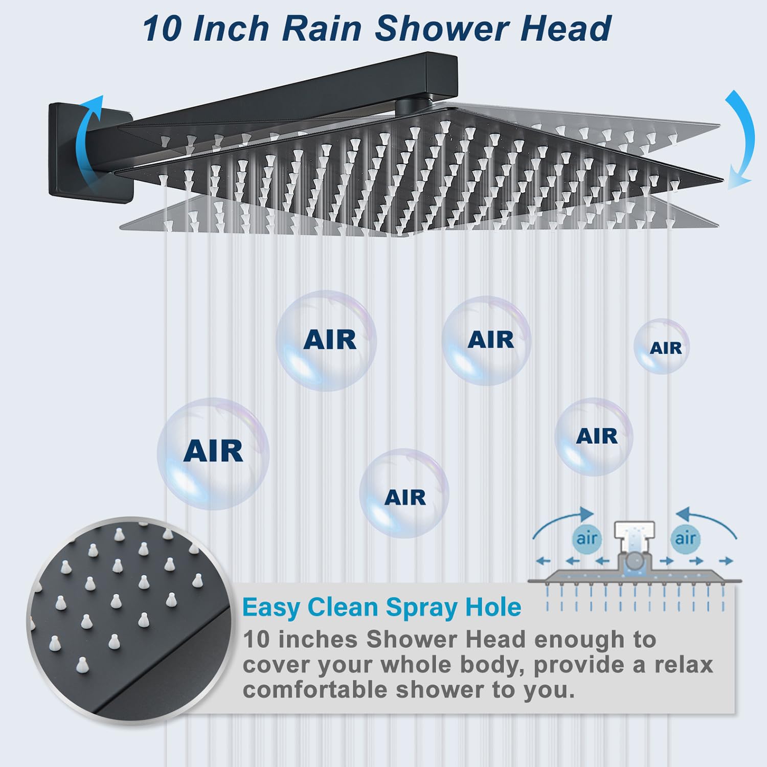 Votamuta Matte Black Shower Faucet Set - 10 Inch Rainfall Shower Head with Handheld Spray - Complete Shower System with Rough-in Valve & Trim Kit - Perfect for Modern Bathroom Renovations & Spa-Like Shower Experience