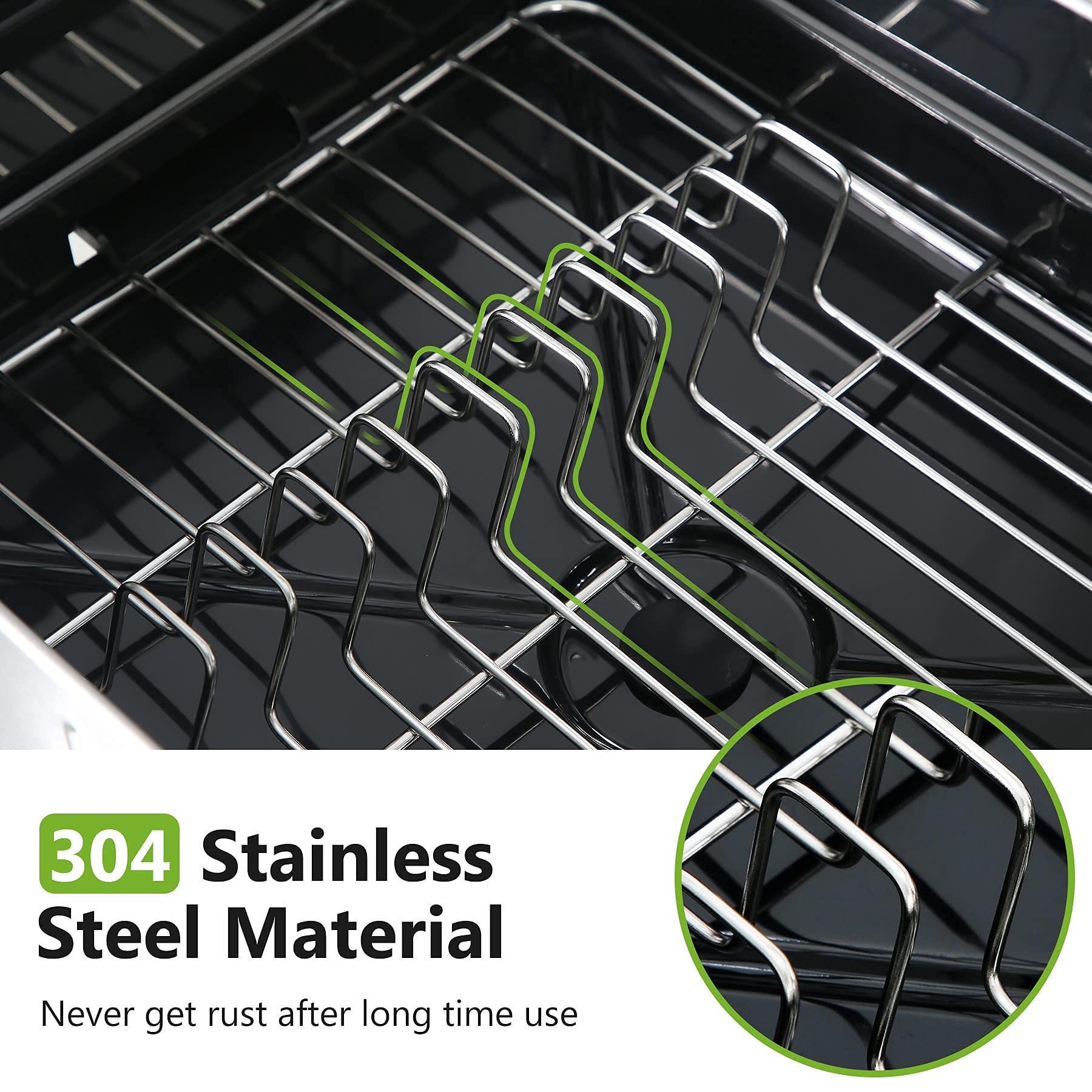 1Easylife Large Stainless Steel Dish Drying Rack with Drainboard - Fingerprint-Proof 304 Stainless Steel, Swivel Spout & Utensil Holder - Space-Saving Kitchen Counter Organizer for Dishes, Cups & Cookware Storage