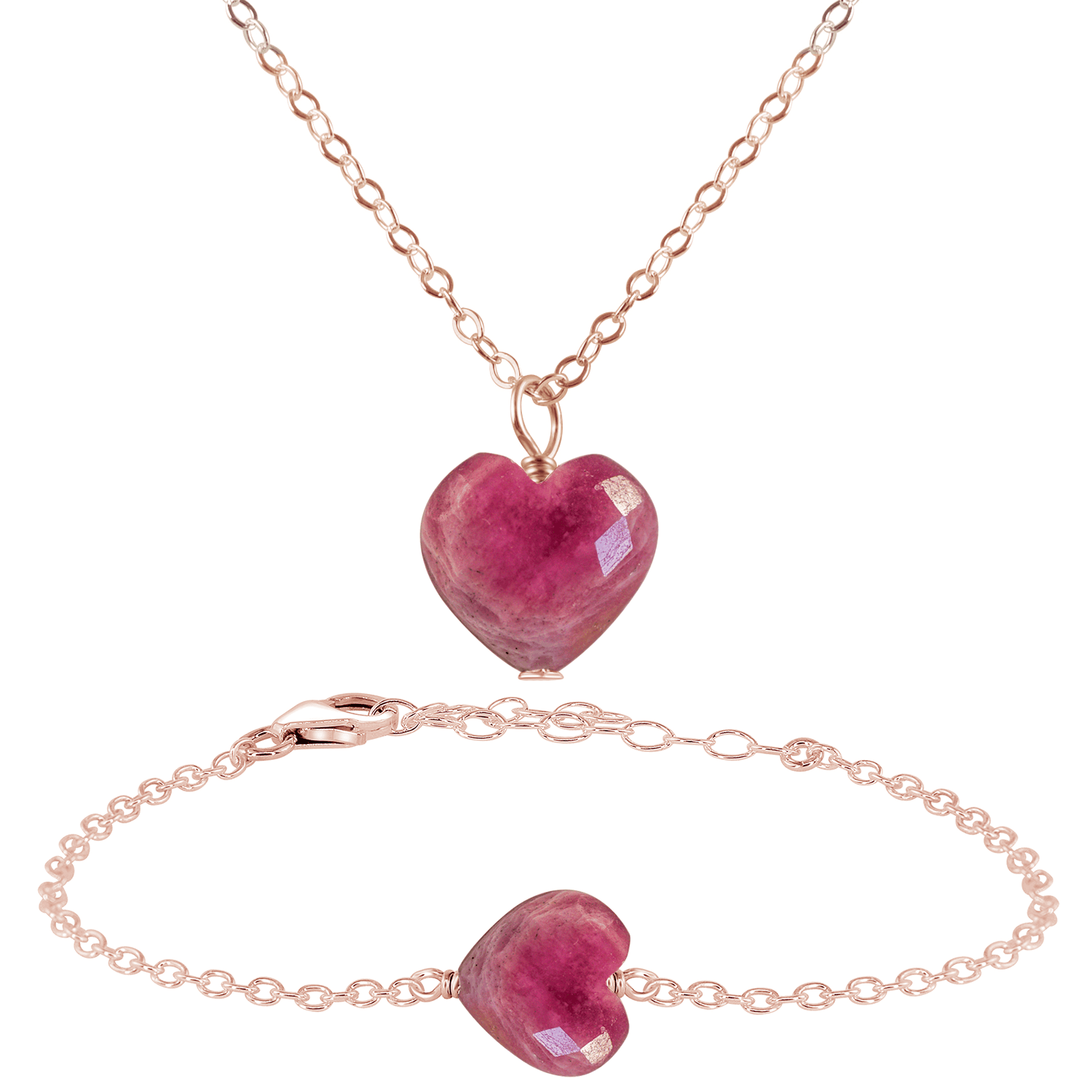 Ruby Crystal Heart Jewelry Set for Women - Elegant Necklace & Earrings Gift Set - Perfect for Valentine's Day, Anniversary & Romantic Occasions