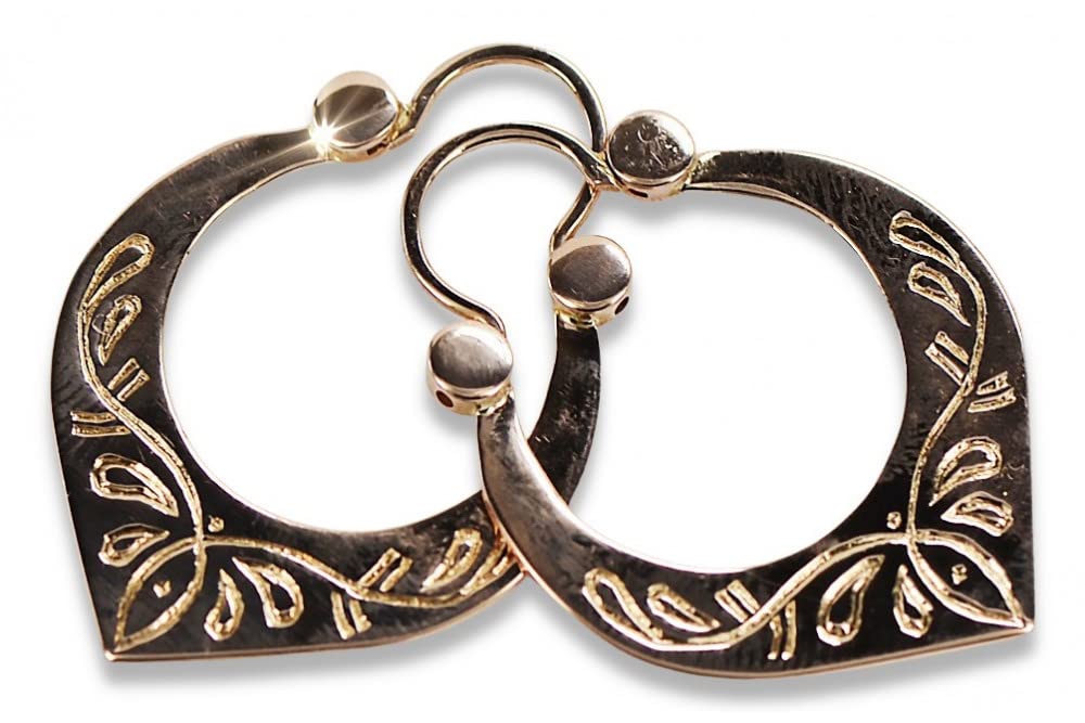 Vintage USSR 14K Rose Gold Gypsy Earrings - 585 Russian Soviet Pink Gold Retro Jewelry for Women | Perfect for Parties, Weddings & Special Occasions