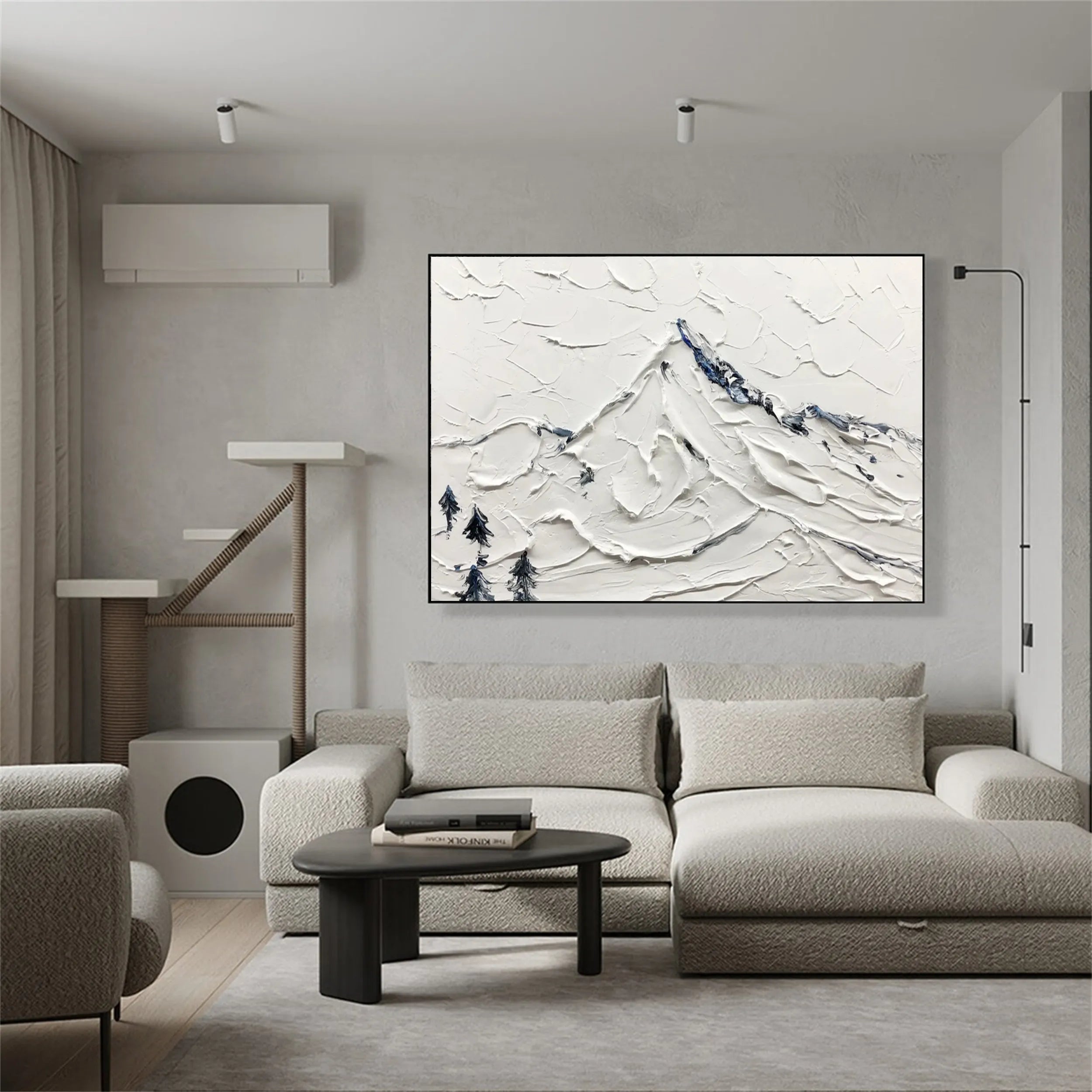 White Minimalist Textured Painting Canvas #MM236 - Modern Abstract Wall Art for Living Room, Bedroom & Office Decor