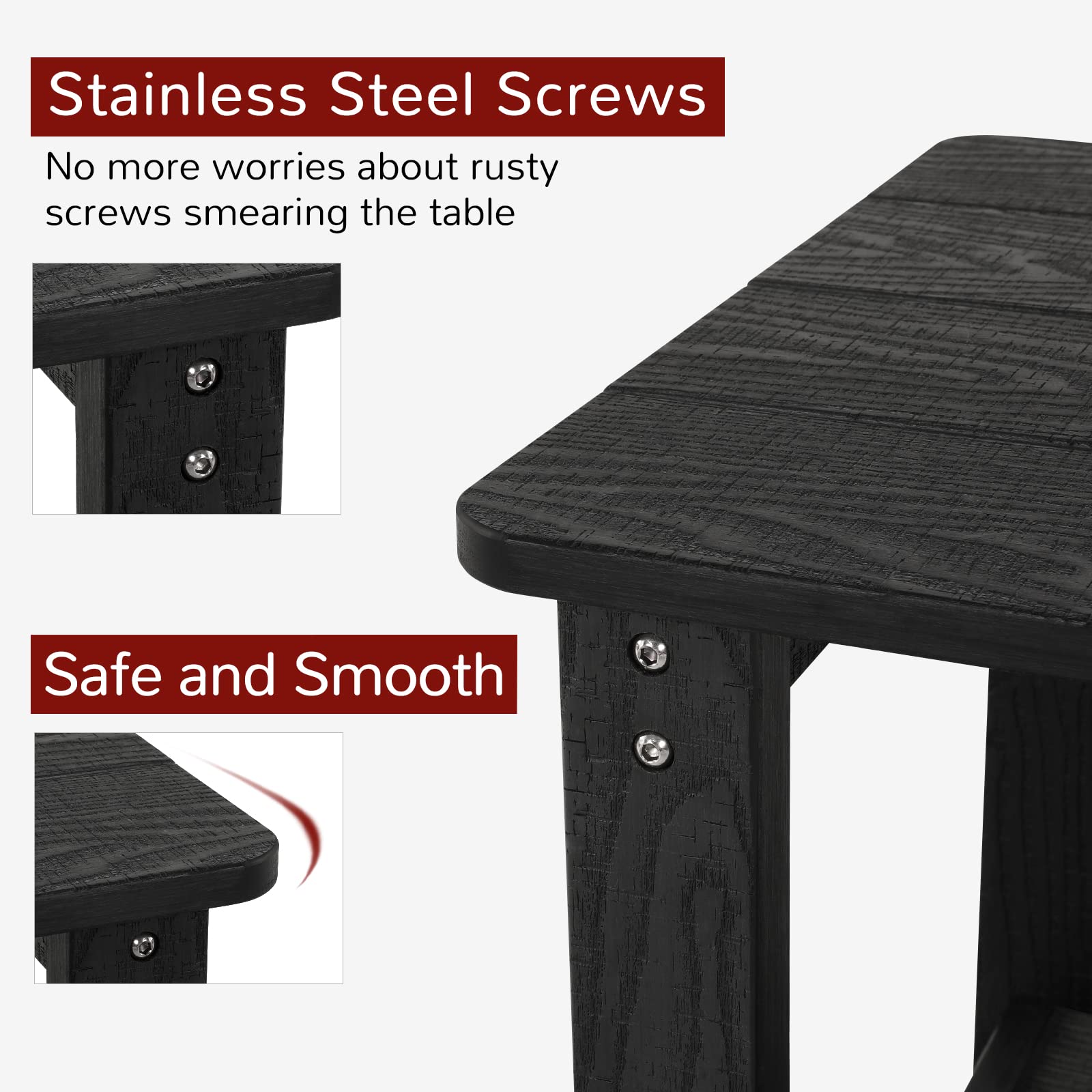 Stoog 22.8 Inch Large Outdoor Side Table with 2-Tier Storage - Weatherproof Rectangular Patio End Table (22.8