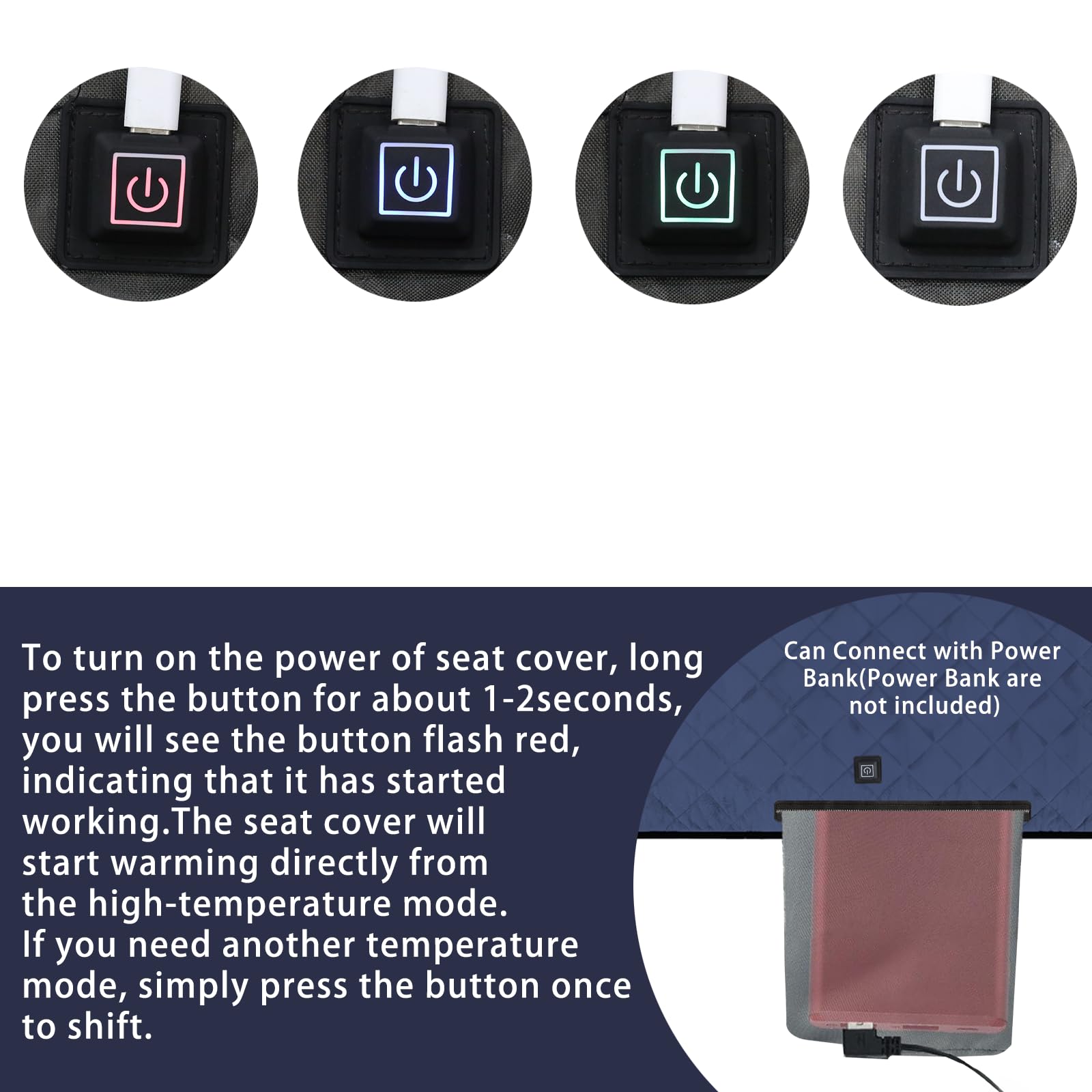 Heated Golf Cart Seat Cover - Portable 3-Level Heating for 2 Passengers | Soft Winter Seat Warmer & Protector | Keep Seats Warm & Clean | Perfect for Cold Weather Golfing & Outdoor Activities