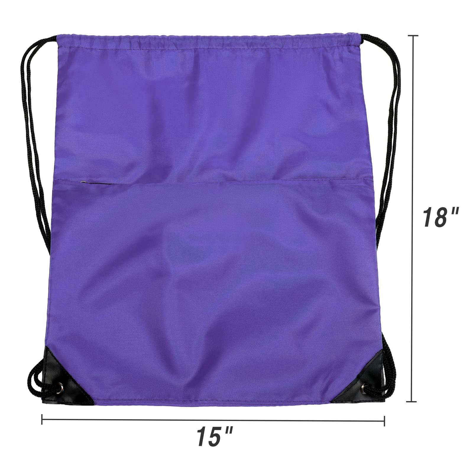 Lightweight Drawstring Backpack - 210D Nylon Foldable Gym Bag with Zipper Side Pocket for Men & Women | Perfect for Sports, Travel & School (Purple)