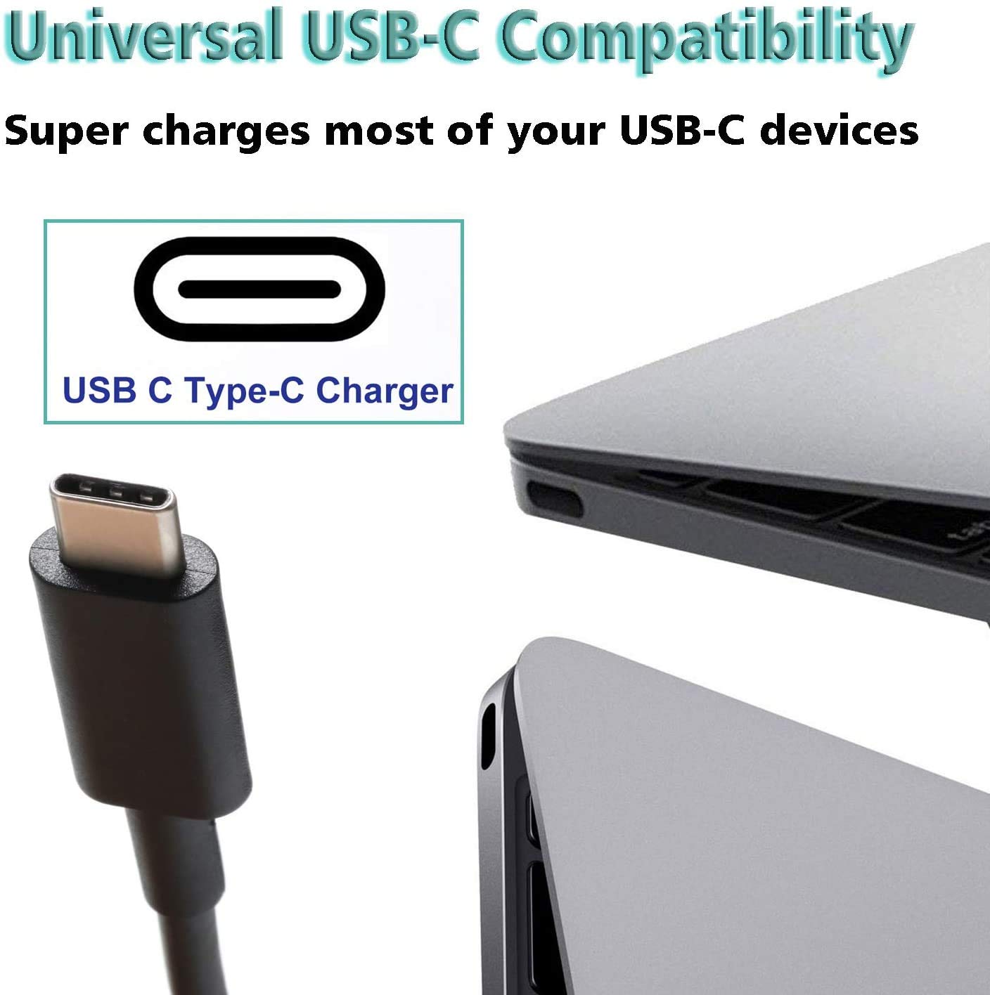 65W 45W USB C Laptop Charger - Fast Type C AC Adapter Compatible with HP Spectre x360, Chromebook 14, Elite Dragonfly & More | Universal Power Supply for Home, Office & Travel Charging