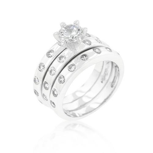 Exquisite Bezel Set Engagement Ring Set - Elegant Wedding & Proposal Jewelry for Women - Perfect for Anniversaries, Valentine's Day & Special Occasions