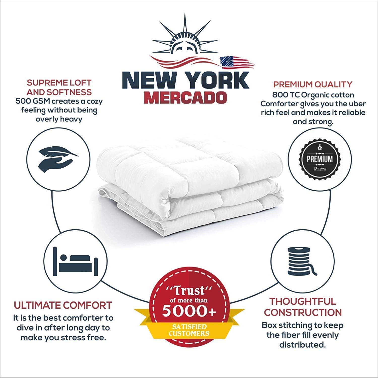 100% Organic Cotton Comforter - GOTS Certified Luxury Quilted Bedding, 500 GSM & 800 TC, Ultra-Soft & Fluffy, All-Season Warmth, Full/Queen Size (Sage Green) - Perfect for Master Bedrooms, Guest Rooms & Cozy Winter Nights