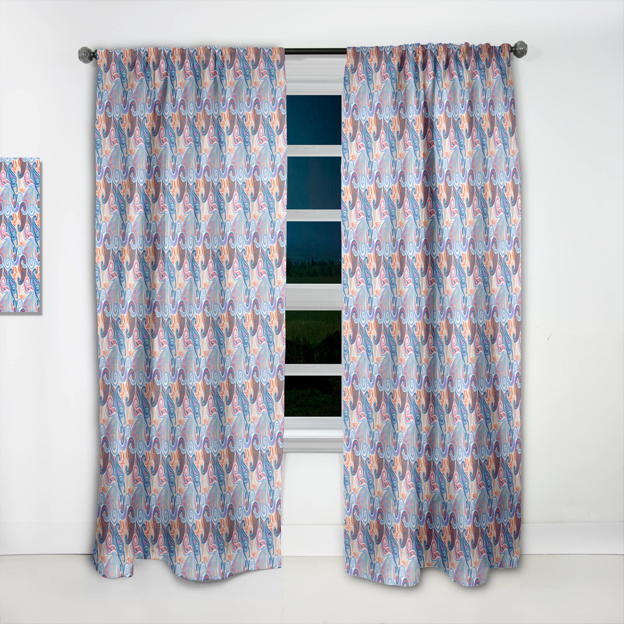 DesignQ Thermal Insulated Abstract Paisley Print Curtains - Single Panel 52x95 Inches - Elegant Window Drapes for Bedroom & Living Room - Perfect for Home Decor & Light Control