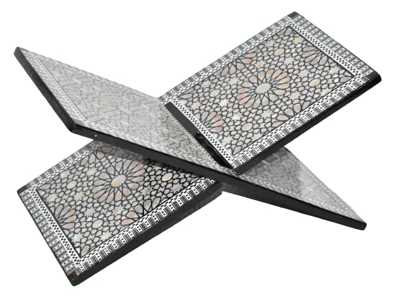Handmade Egyptian Quran Stand - Beech Wood with Mother of Pearl Inlay | Islamic Prayer Book Holder | Perfect for Home, Mosque & Gift Giving