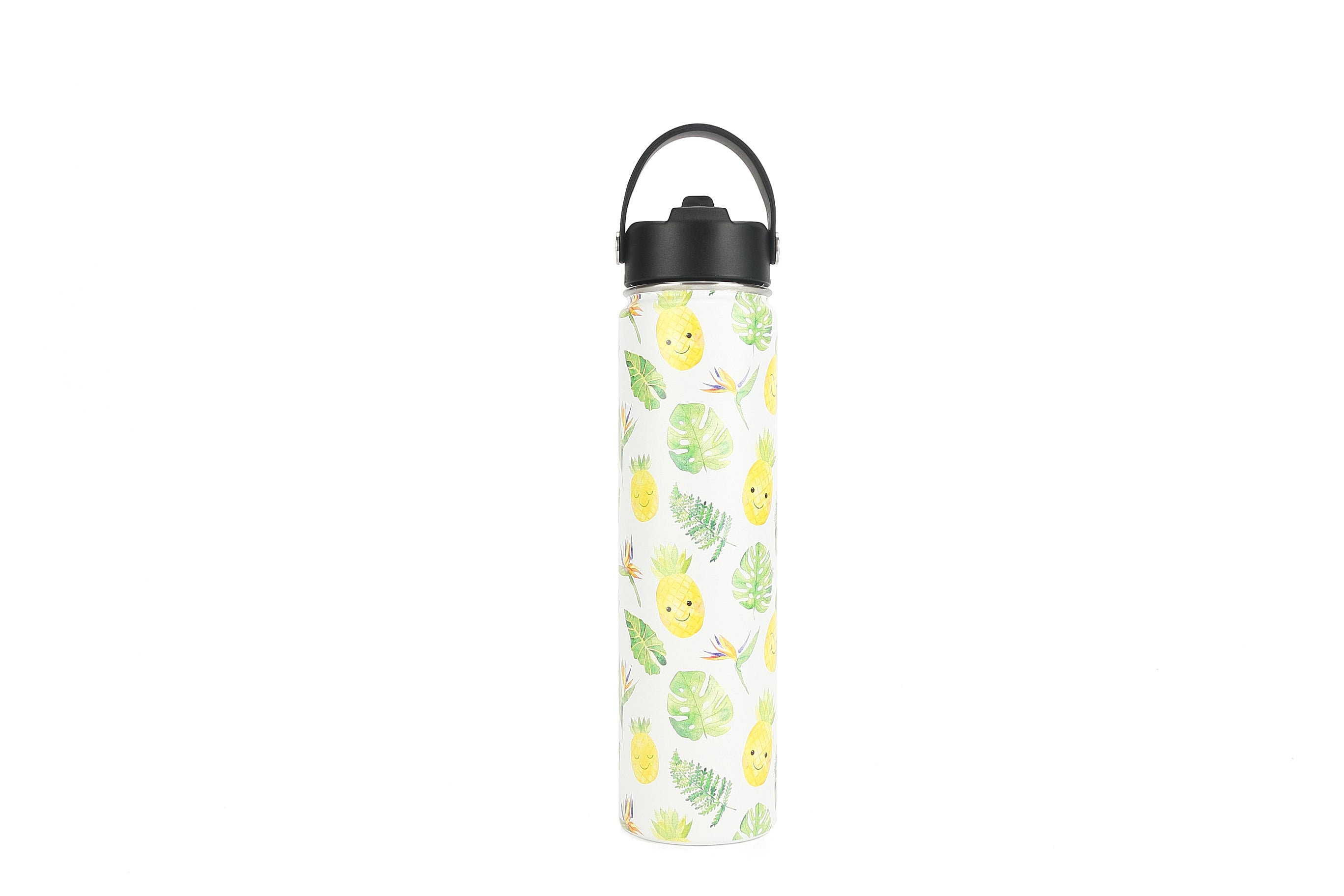 24oz Insulated Stainless Steel Water Bottle with Pineapple Monstera Design - Keeps Drinks Cold 24Hrs/Hot 12Hrs - Perfect for Gym, Hiking, Travel & Office Use