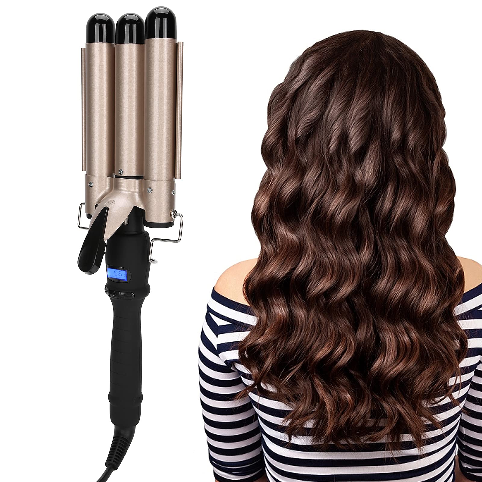 Professional 32mm Hair Waver Curling Iron - Anti-Slip, Comfortable & Durable Ceramic Tourmaline Curling Wand for Salon, Home, Wedding & Party Styling - Perfect for Beach Waves, Loose Curls & Volume Boosting
