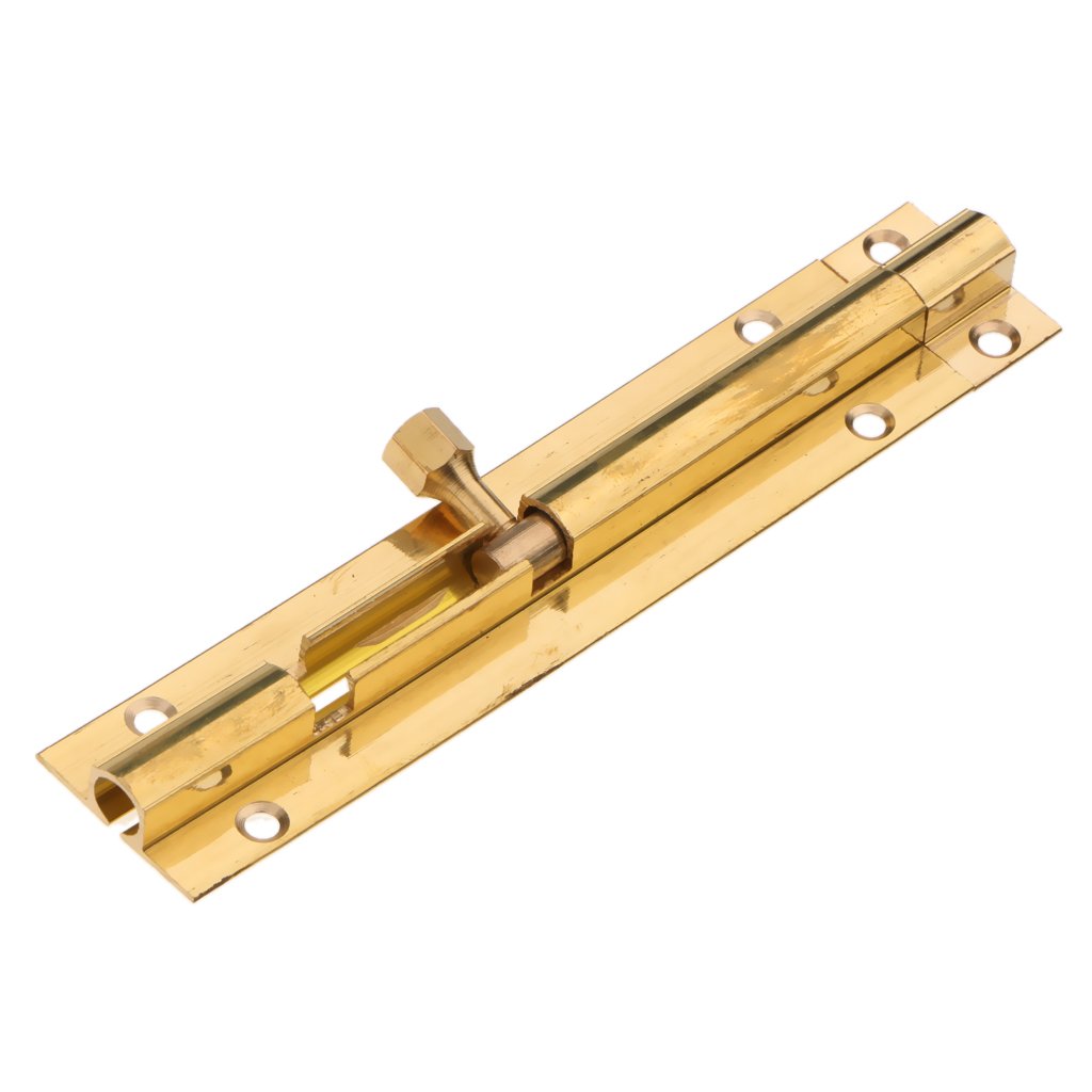 Solid Brass Sliding Door Latch - 4 Inch Heavy Duty Slide Bolt Lock for Gates, Cupboards & Windows | Gold Finish | Home Security & Safety Solution for Doors, Sheds & Cabinets