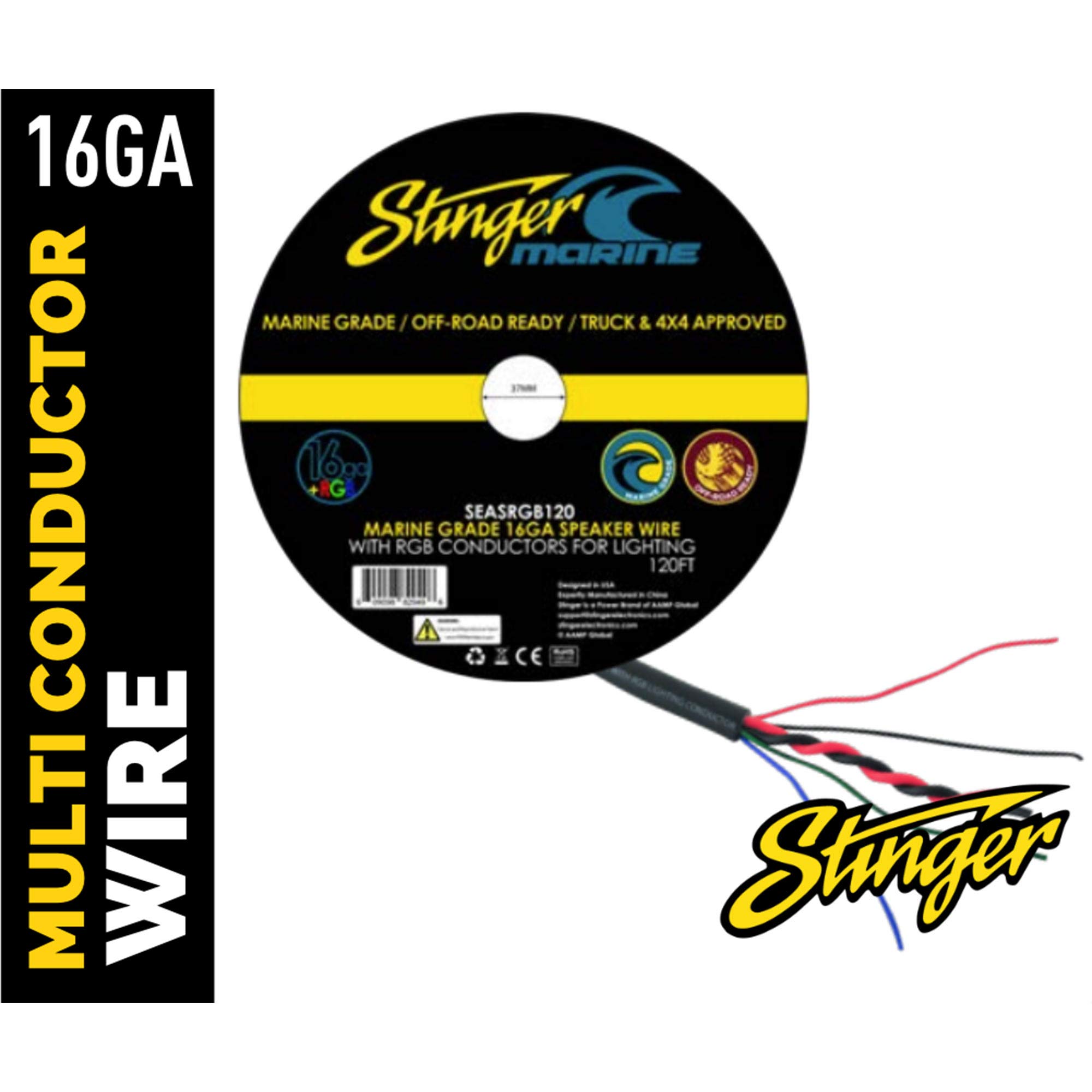 Stinger Electronics SEASRGB120 16G Car Speaker with Integrated RGB Lighting - High-Performance Audio for Cars, Trucks & Motorcycles