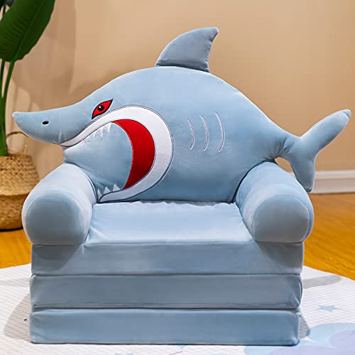 Adawell 2 in 1 Foldable Kids Sofa - Convertible Children's Chair & Lounger, Soft & Durable Toddler Furniture (Shark Design) - Perfect for Playroom, Nursery, or Birthday Gift