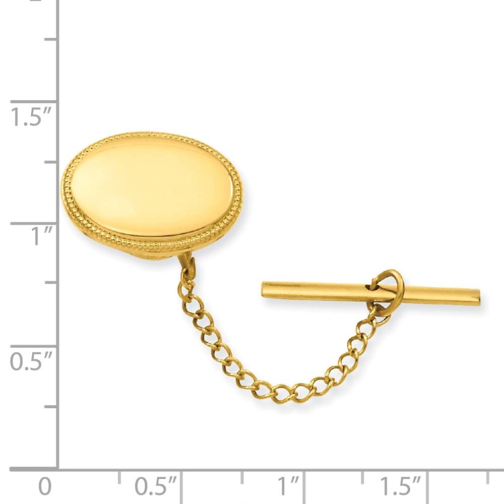 Gold-Plated Kelly Waters Oval Beaded Tie Tac - Elegant Men's Jewelry for Wedding, Anniversary & Birthday Gifts | Perfect for Formal Events, Business Meetings & Special Occasions