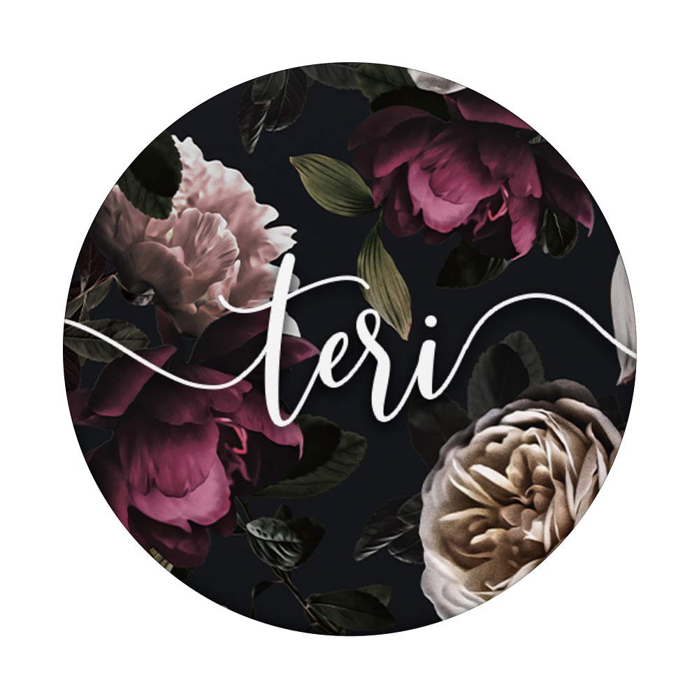 Elegant Floral Rose & Peony Personalized Name PopSockets PopGrip - Swappable Phone Grip for iPhone, Samsung & Tablets - Perfect Gift for Women, Birthday, Anniversary & Everyday Use
