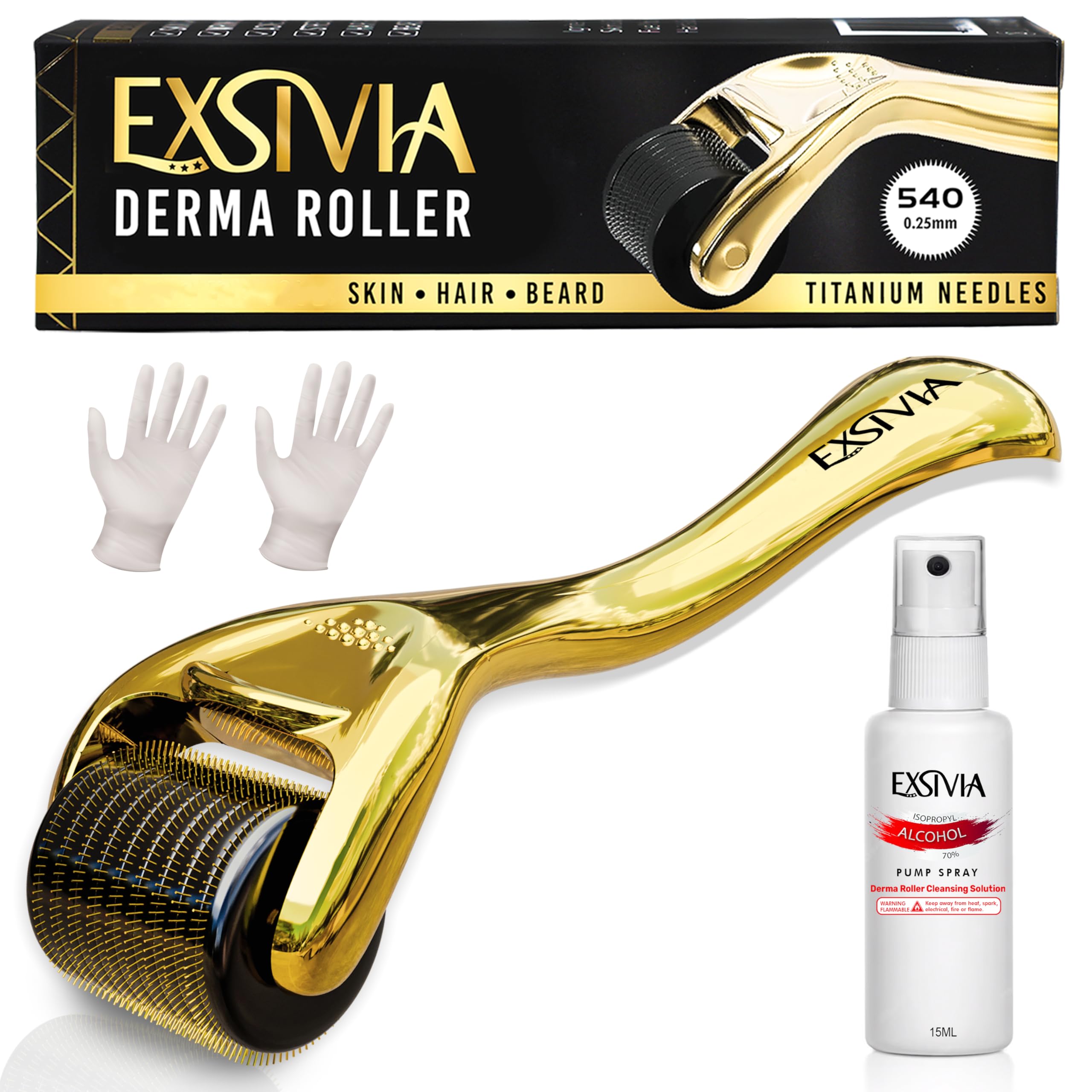 Professional 0.25mm Titanium Derma Roller for Face, Beard & Hair Growth - Microneedling Skin Care Tool for Men & Women - Perfect for Anti-Aging, Wrinkles & Hair Regrowth at Home