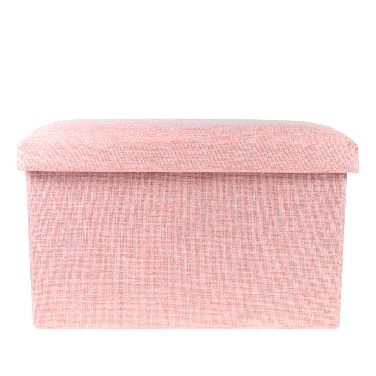DOITOOL Linen Storage Ottoman Cube - Foldable Foot Rest Stool with Removable Lid, Multifunctional Toy Storage Box for Kids, Living Room, Bedroom & Nursery Organization